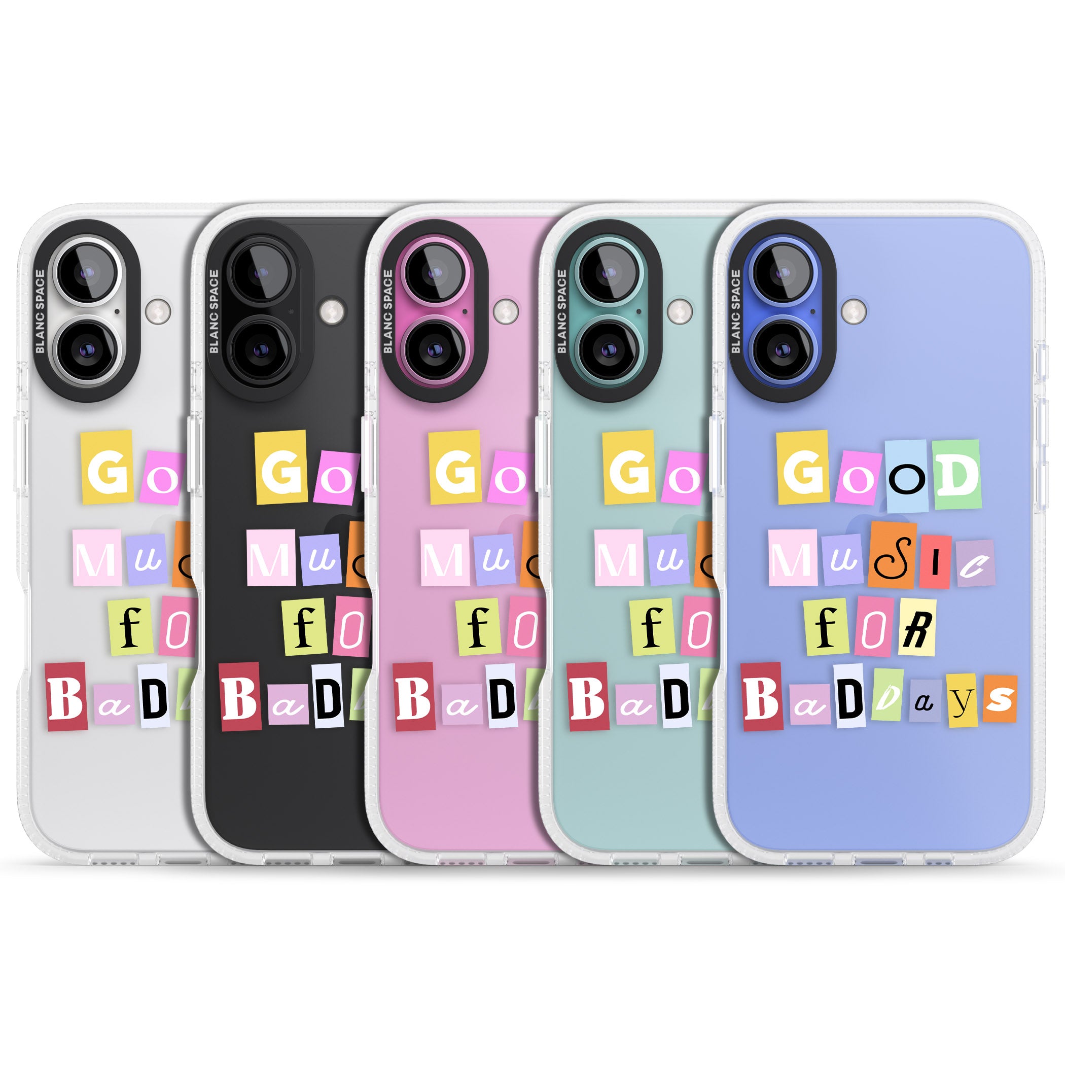 Good Music For Bad Days iPhone 16 / 16 Plus Clear Case Impact Air - Blanc Space