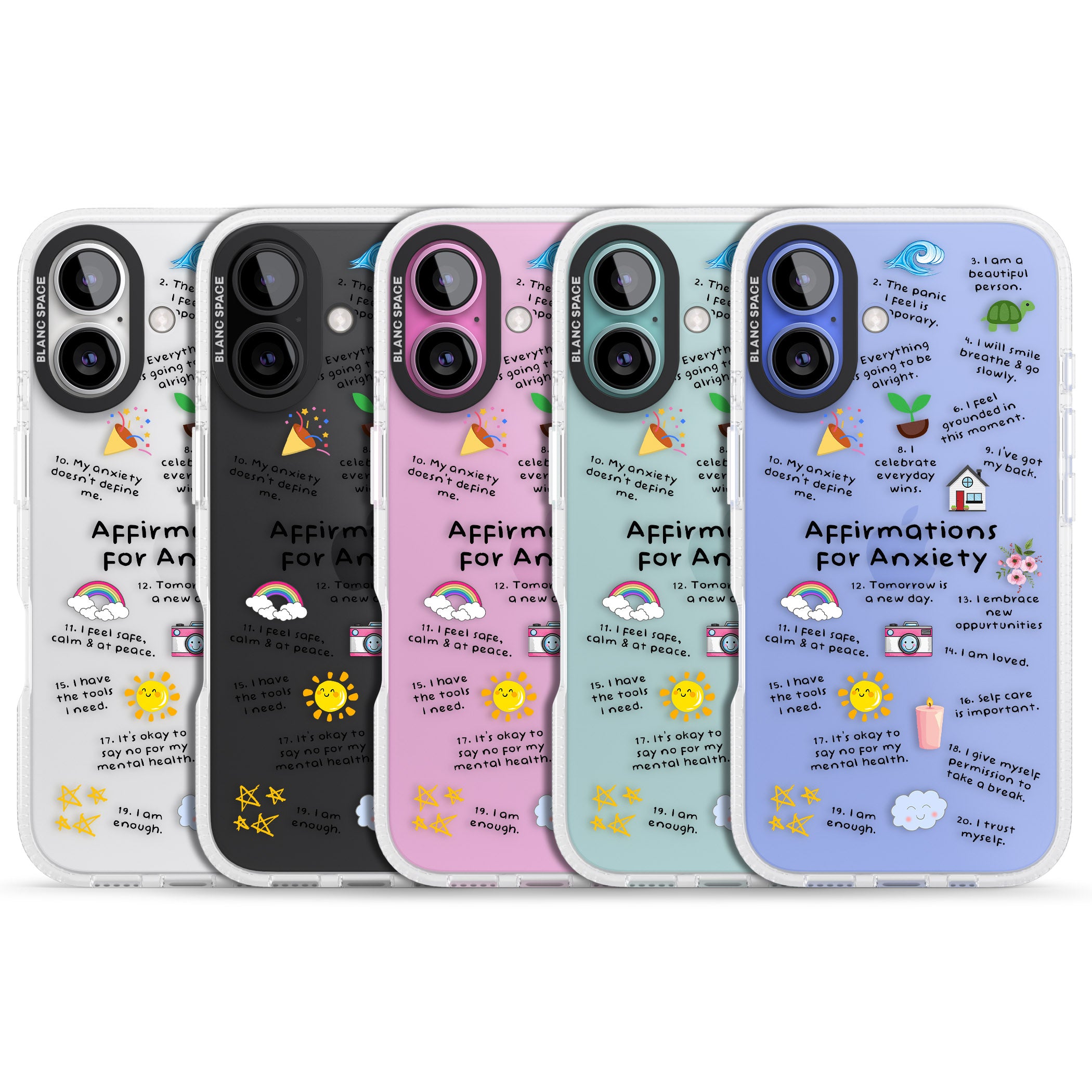 Anxiety Black Text iPhone 16 / 16 Plus Clear Case Impact Air - Blanc Space