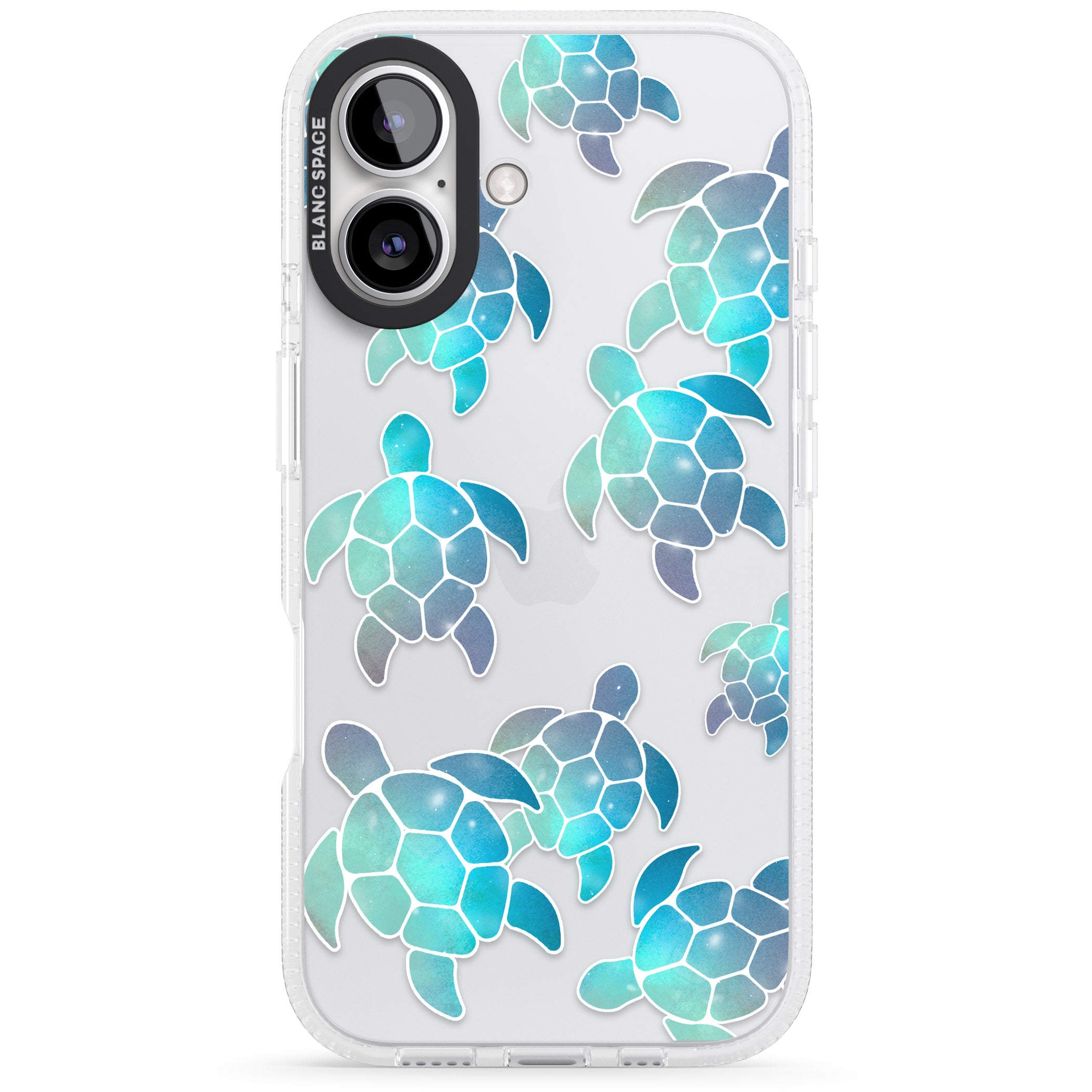 Aqua Space Turtles iPhone 16 / 16 Plus Clear Case Impact Air - Blanc Space