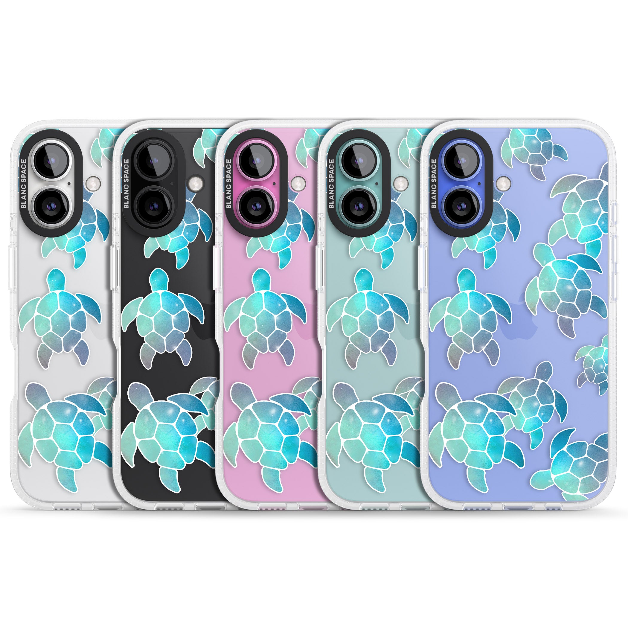 Aqua Space Turtles iPhone 16 / 16 Plus Clear Case Impact Air - Blanc Space