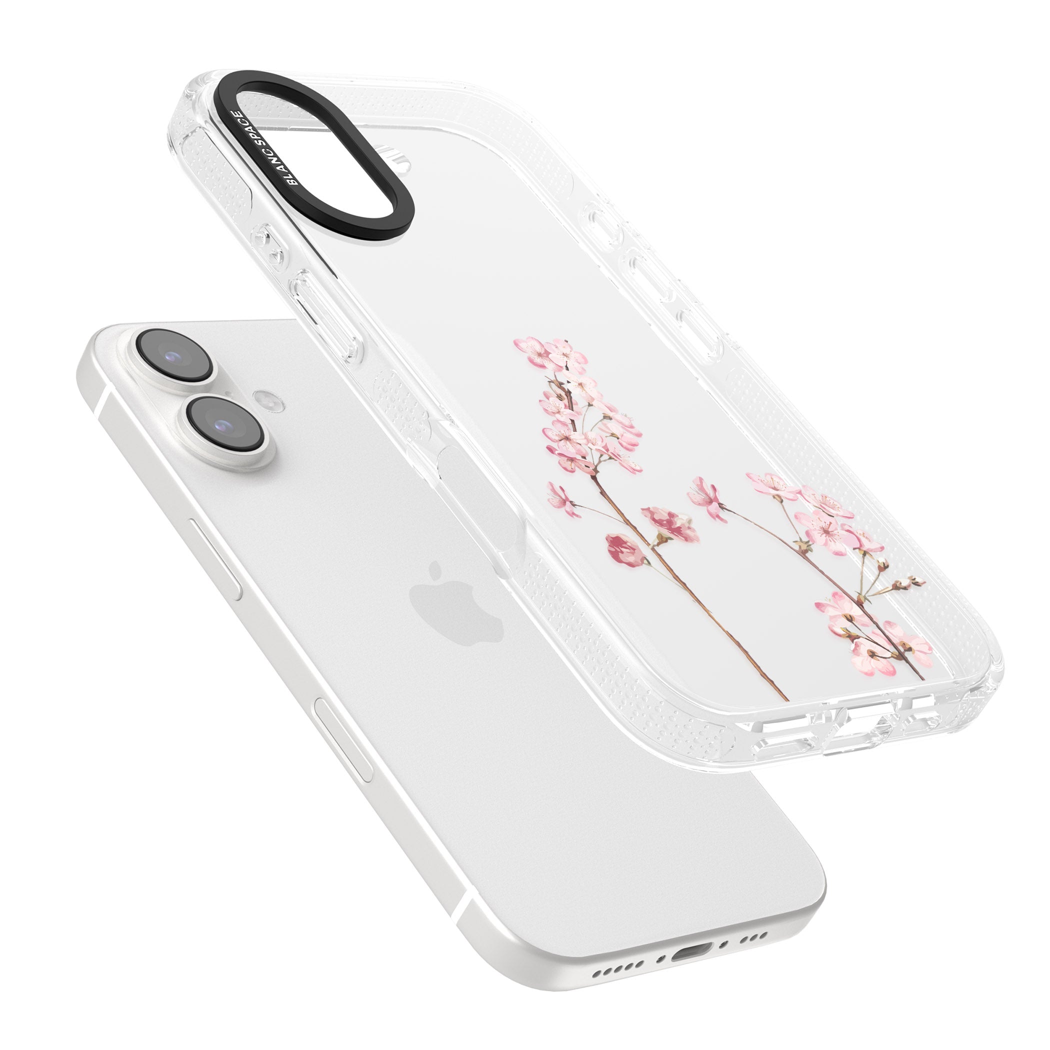 Blossom Flower iPhone 16 / 16 Plus Clear Case Impact Air - Blanc Space