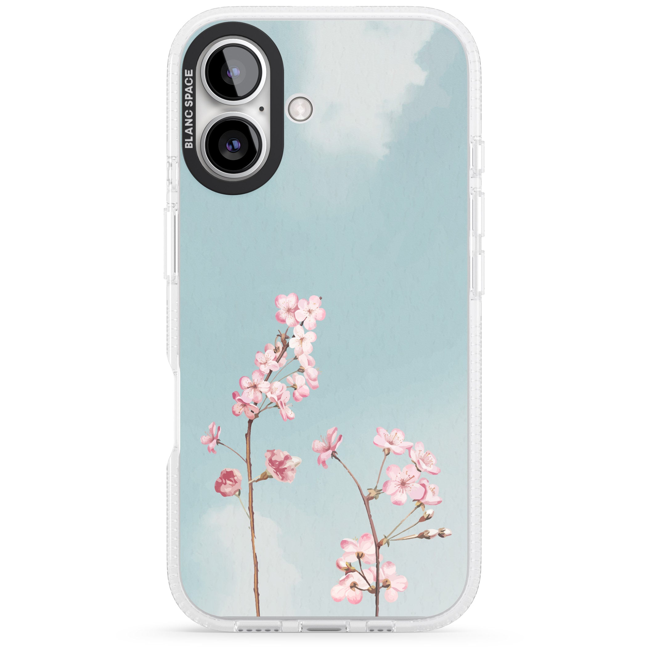Blossom Flower Sky iPhone 16 / 16 Plus Clear Case Impact Air - Blanc Space