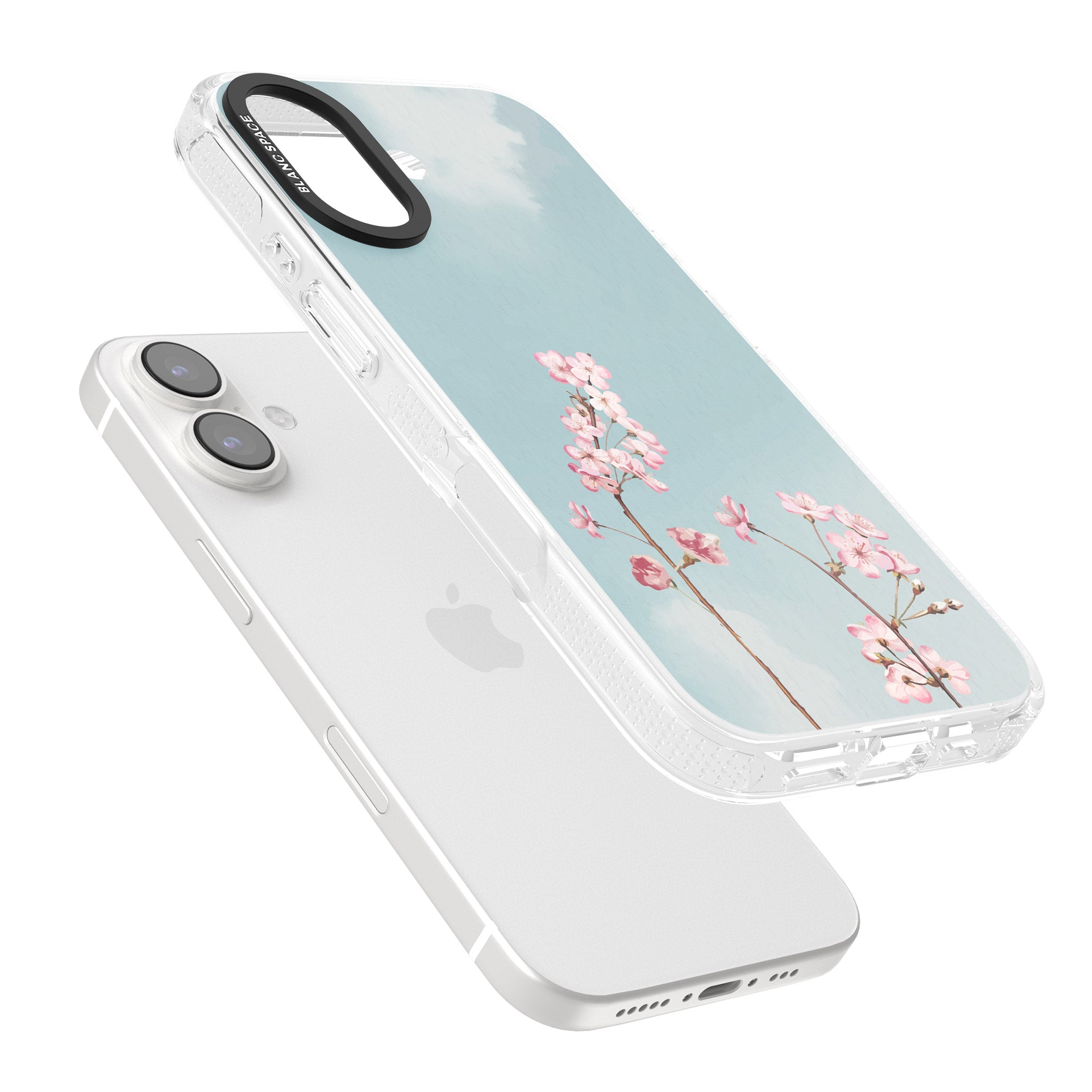 Blossom Flower Sky iPhone 16 / 16 Plus Clear Case Impact Air - Blanc Space