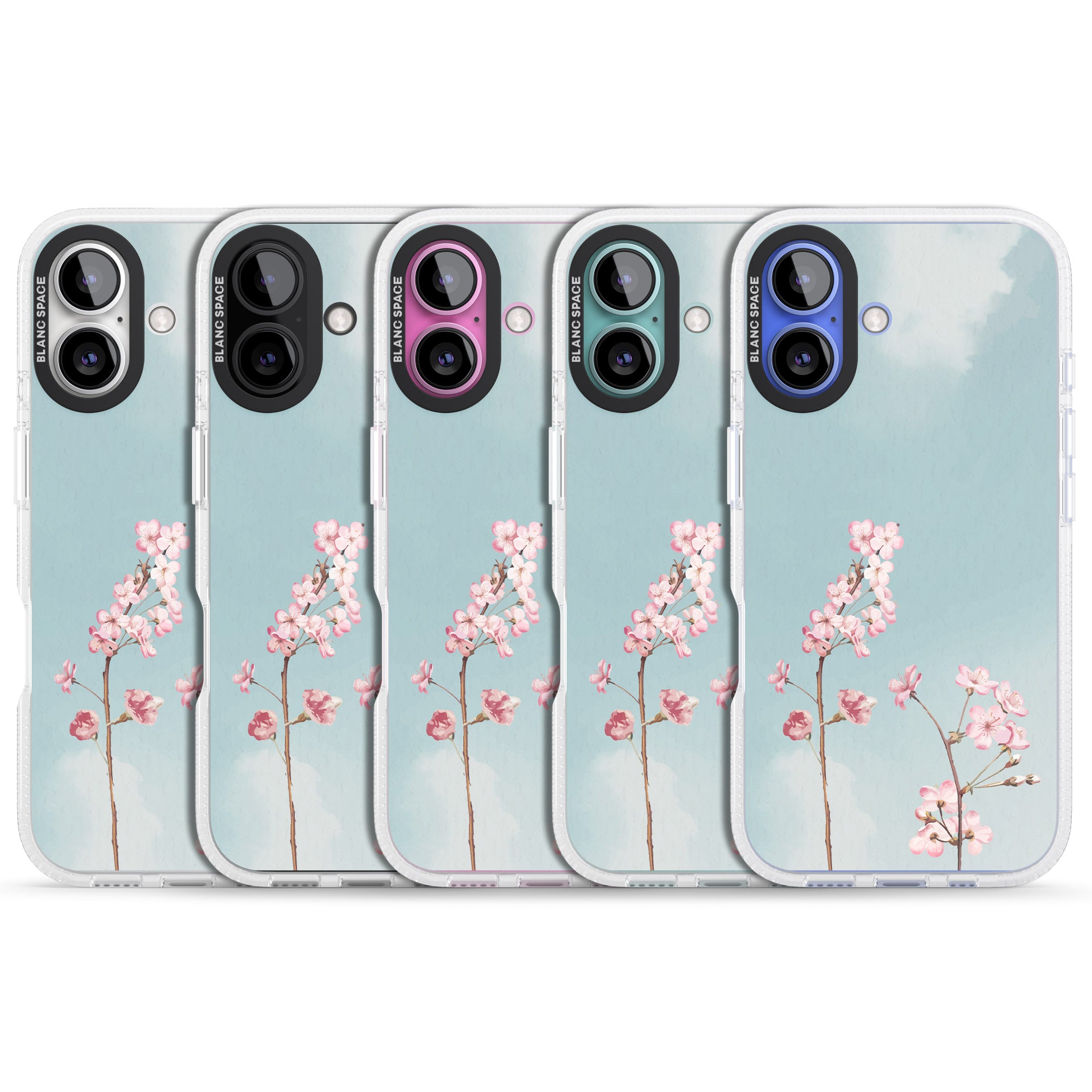 Blossom Flower Sky iPhone 16 / 16 Plus Clear Case Impact Air - Blanc Space