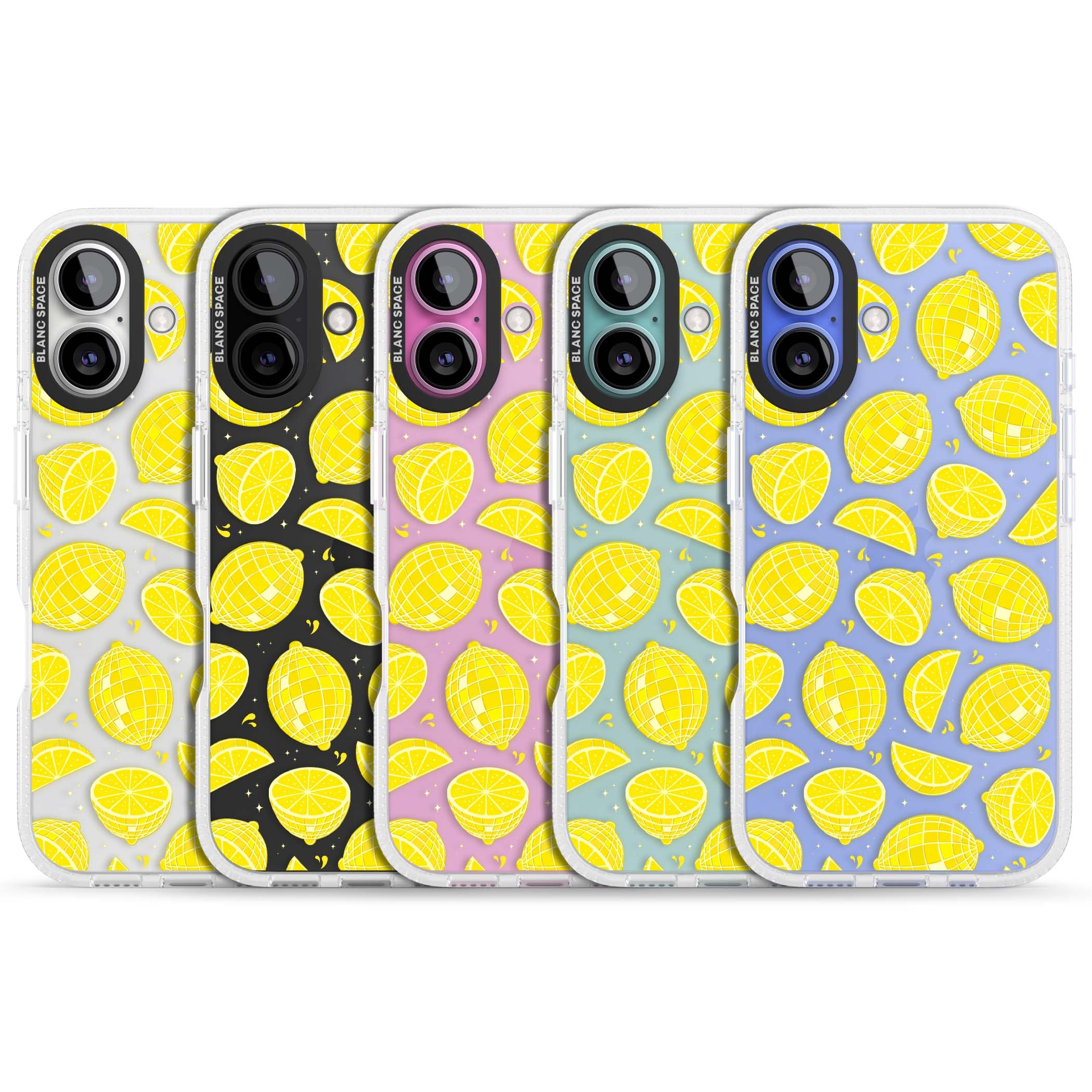 Disco Lemons citrus iPhone case featuring mirrorball lemons, sliced fruit and sparkle accents | Clear Case Impact Air case for iPhone 16, iPhone 16 Plus