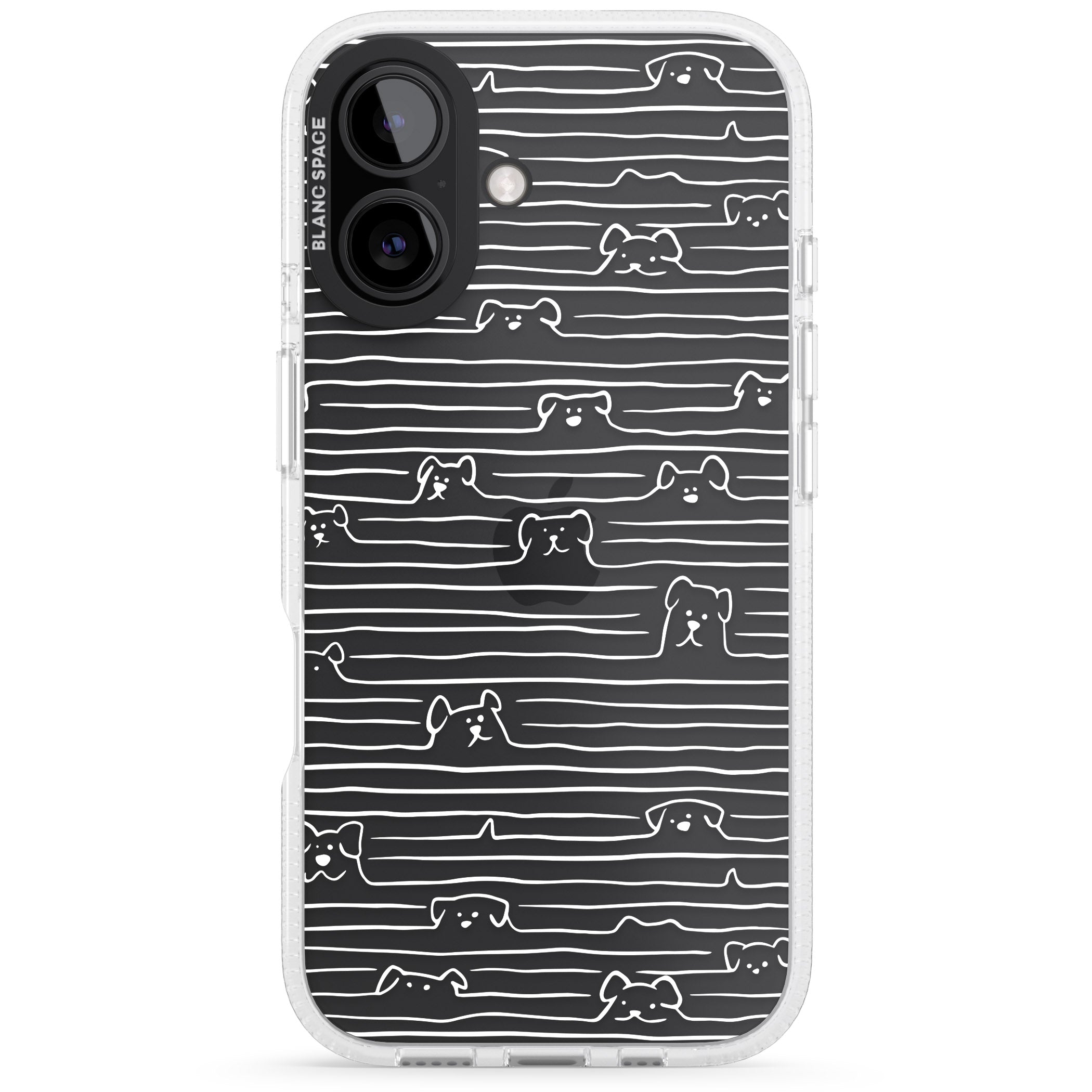 Dog Line Art - White iPhone 16 / 16 Plus Clear Case Impact Air - Blanc Space