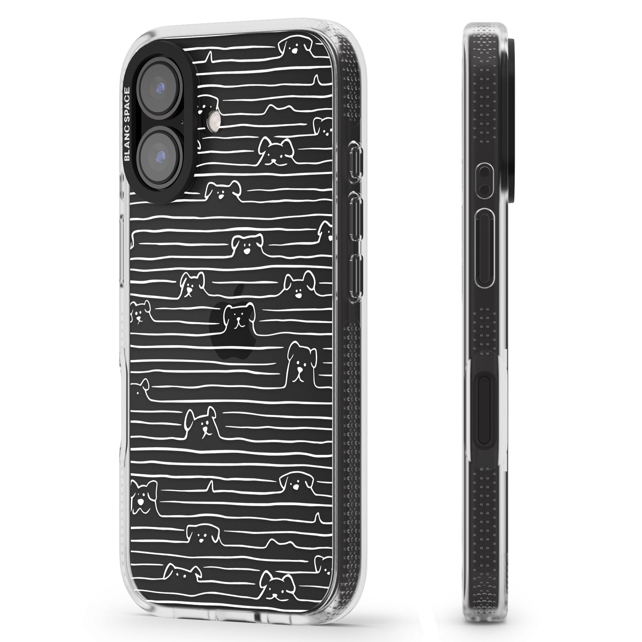 Dog Line Art - White iPhone 16 / 16 Plus Clear Case Impact Air - Blanc Space
