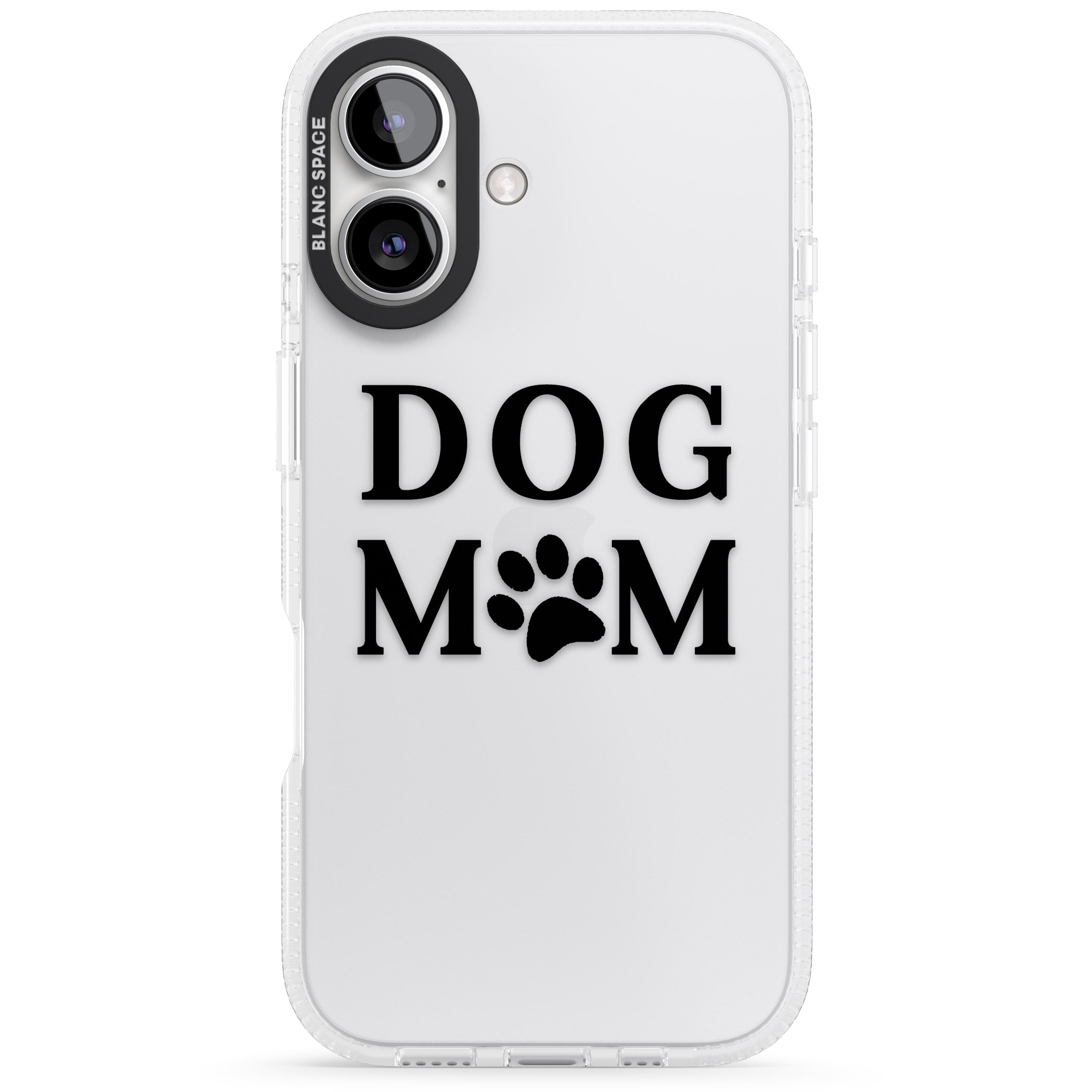 Dog Mom Paw Print iPhone 16 / 16 Plus Clear Case Impact Air - Blanc Space