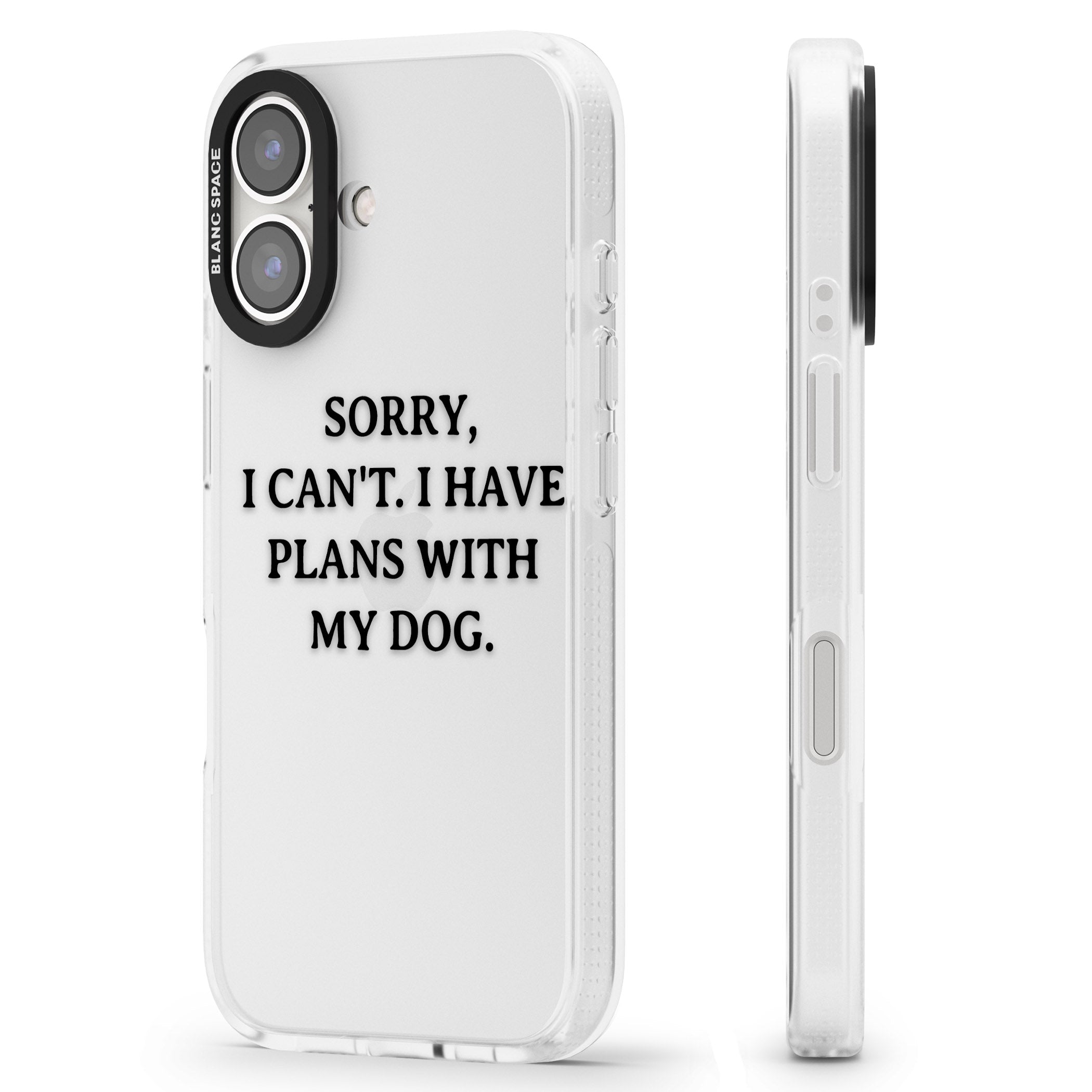 I Have Plans With My Dog iPhone 16 / 16 Plus Clear Case Impact Air - Blanc Space