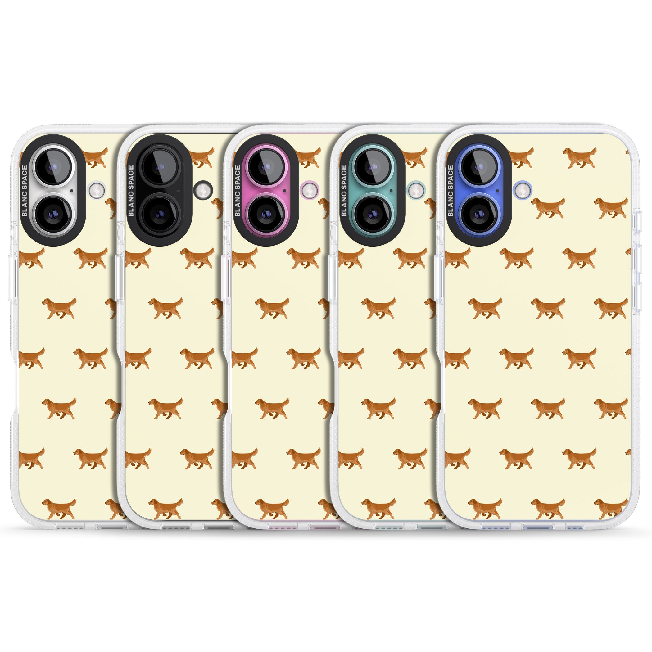 Golden Retriever Dog Pattern iPhone 16 / 16 Plus Clear Case Impact Air - Blanc Space