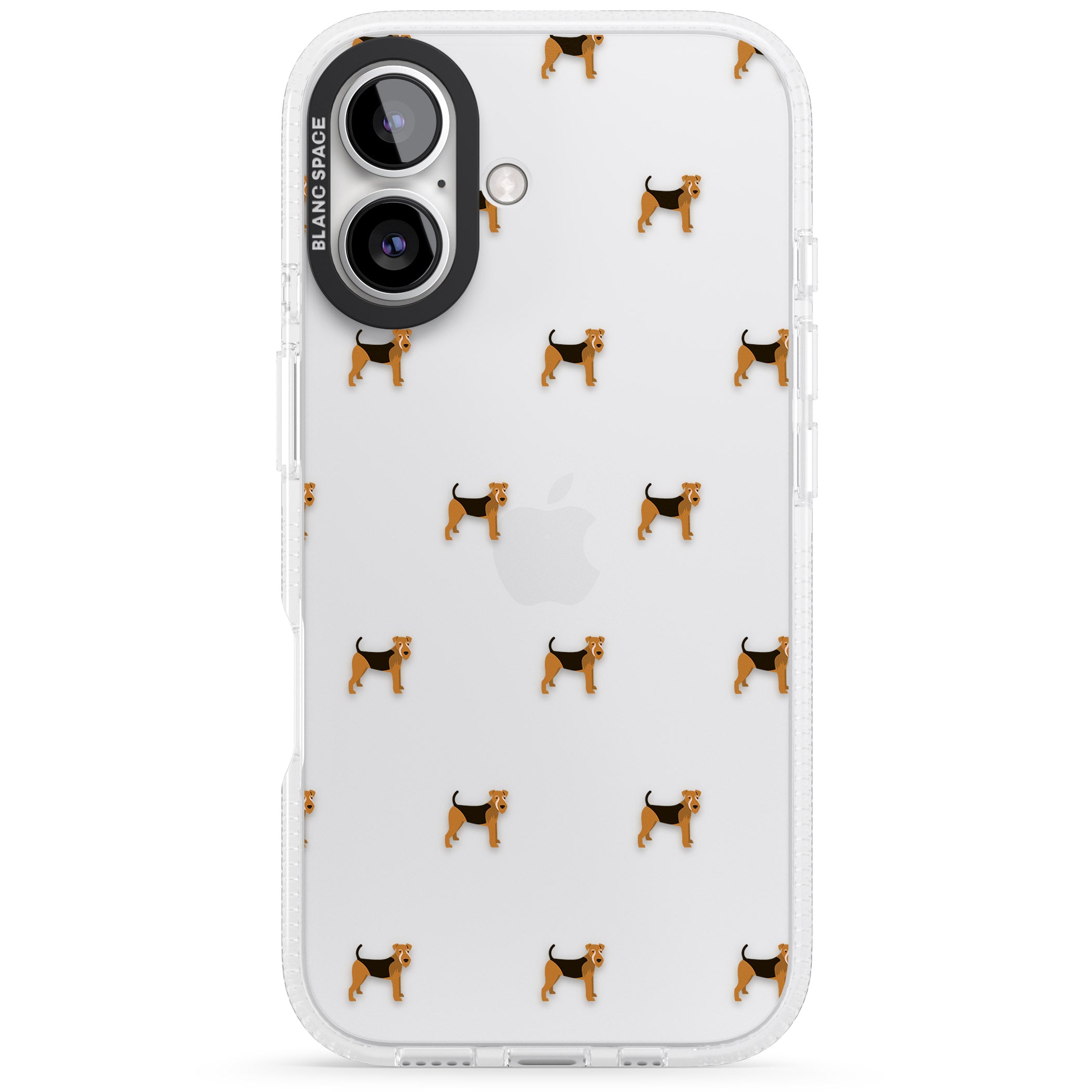 Airedale Terrier Dog Pattern Clear iPhone 16 / 16 Plus Clear Case Impact Air - Blanc Space