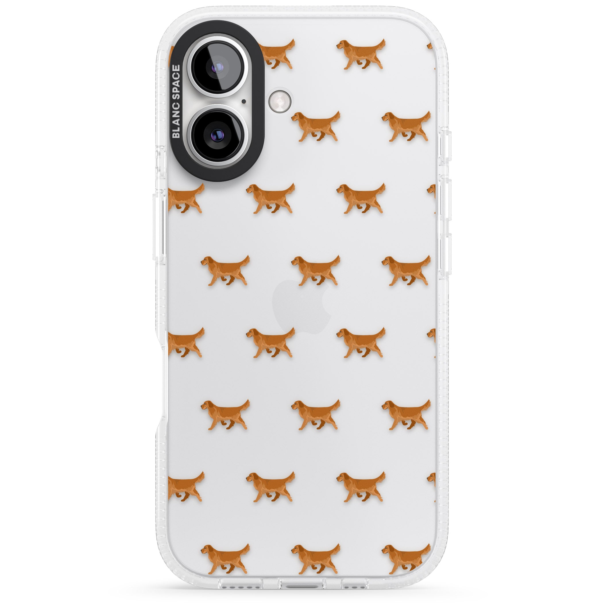 Golden Retriever Dog Pattern Clear iPhone 16 / 16 Plus Clear Case Impact Air - Blanc Space