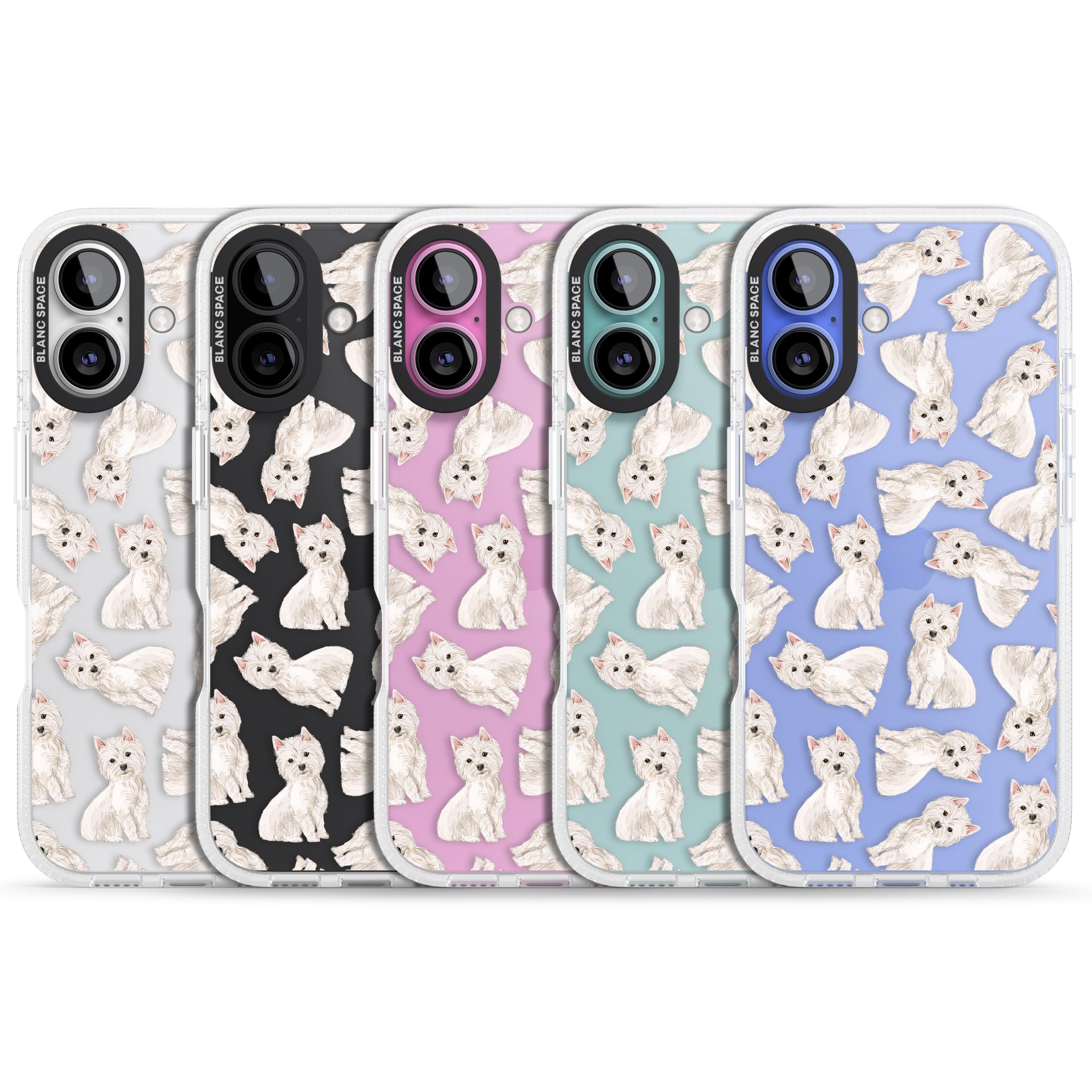 Westie Watercolour Dog Pattern iPhone 16 / 16 Plus Clear Case Impact Air - Blanc Space