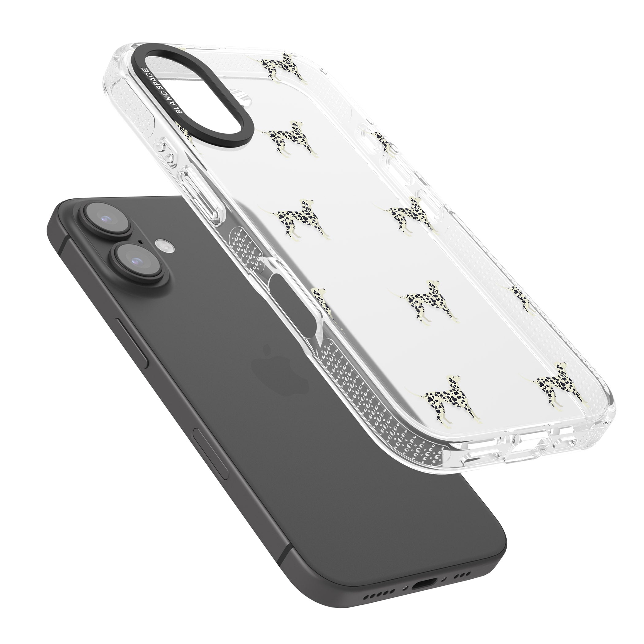 Dalmation Dog Pattern Clear iPhone 16 / 16 Plus Clear Case Impact Air - Blanc Space