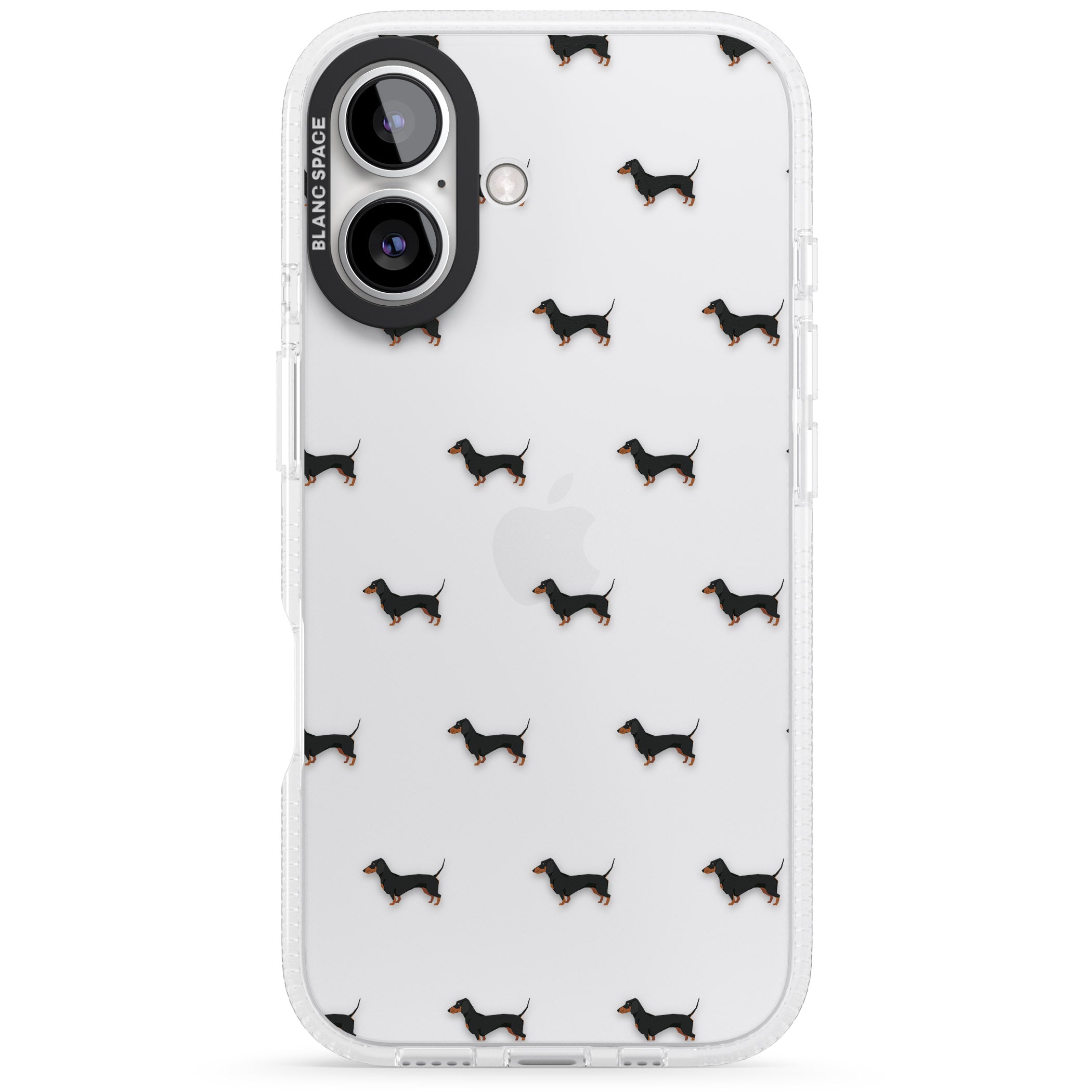 Dachshund Dog Pattern Clear iPhone 16 / 16 Plus Clear Case Impact Air - Blanc Space