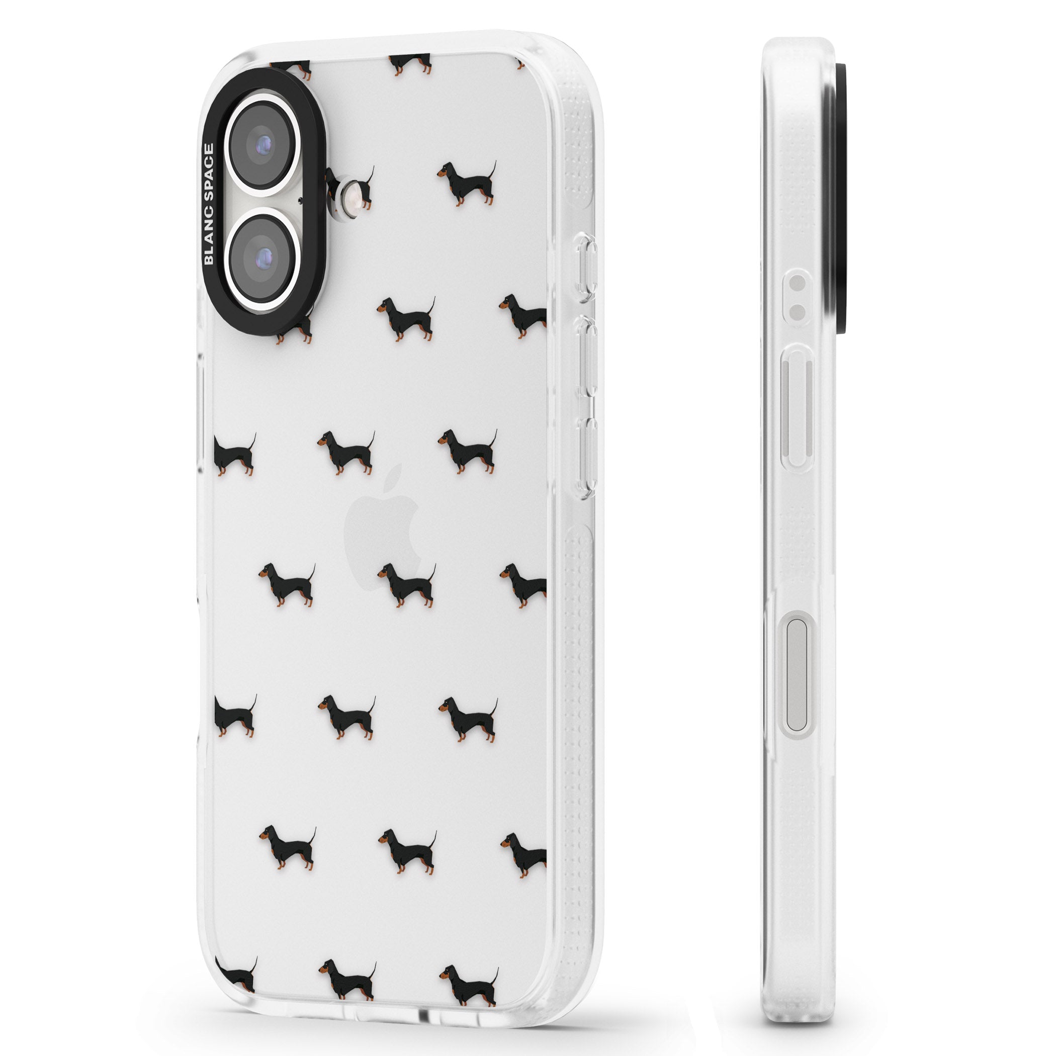 Dachshund Dog Pattern Clear iPhone 16 / 16 Plus Clear Case Impact Air - Blanc Space