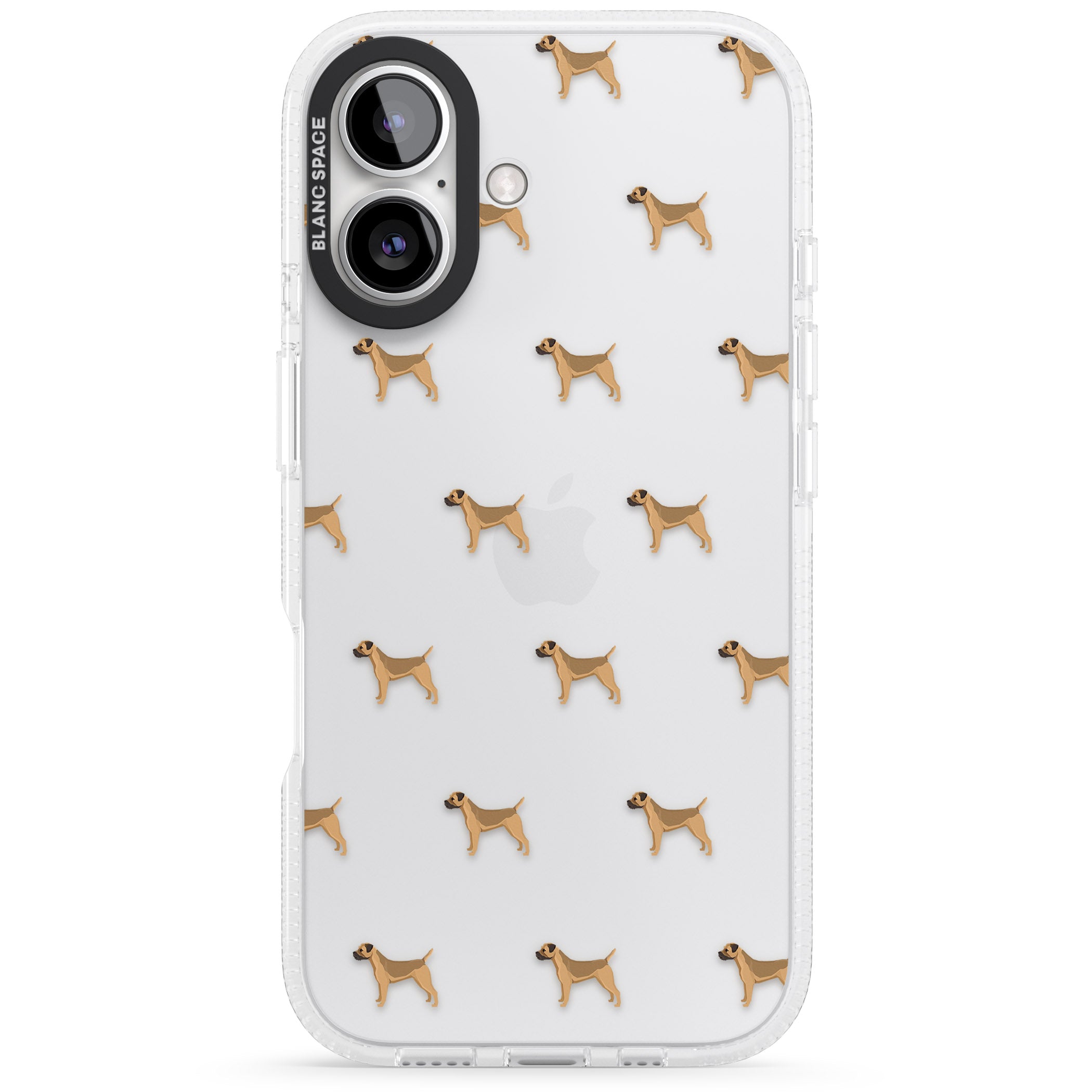 Border Terrier Dog Pattern Clear iPhone 16 / 16 Plus Clear Case Impact Air - Blanc Space