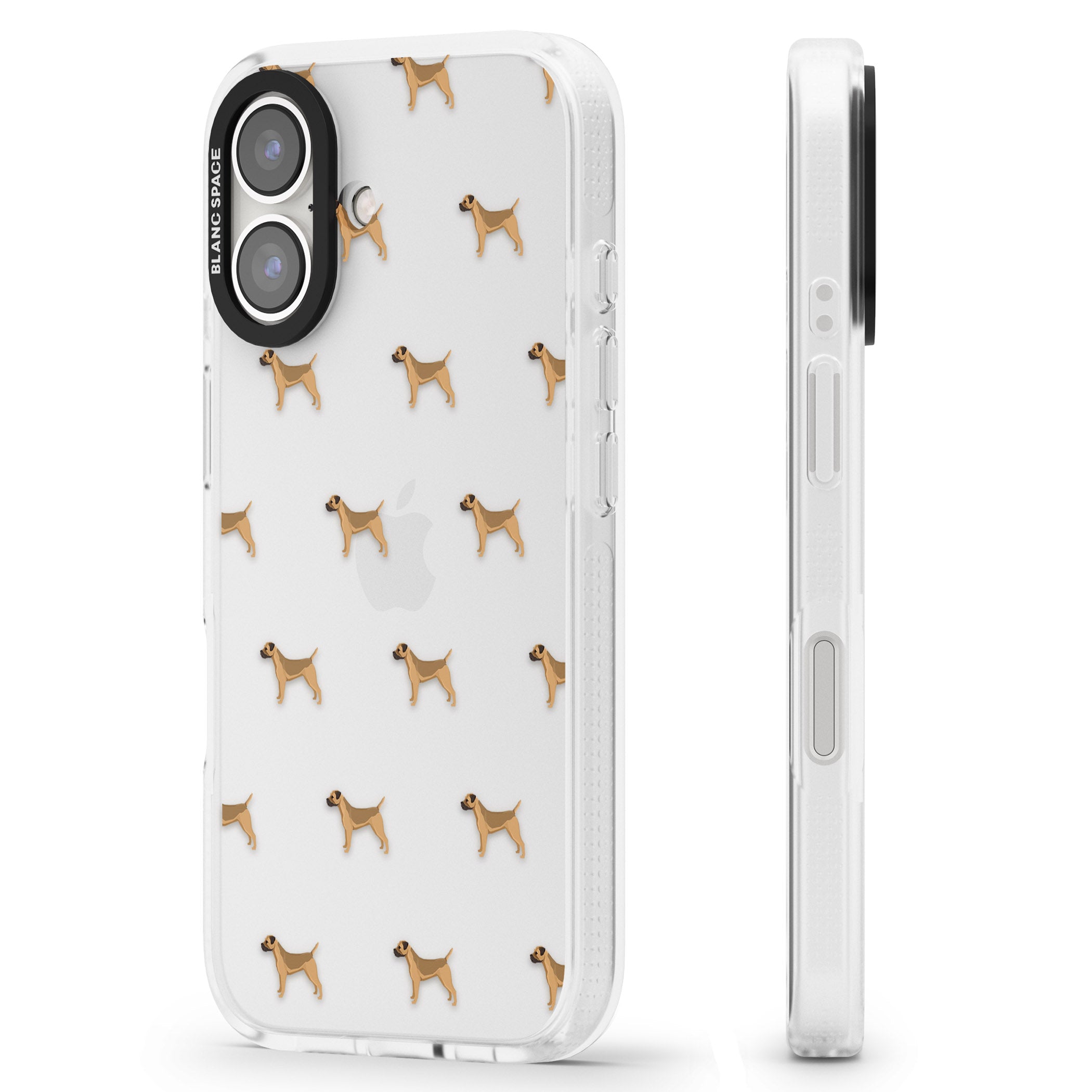 Border Terrier Dog Pattern Clear iPhone 16 / 16 Plus Clear Case Impact Air - Blanc Space