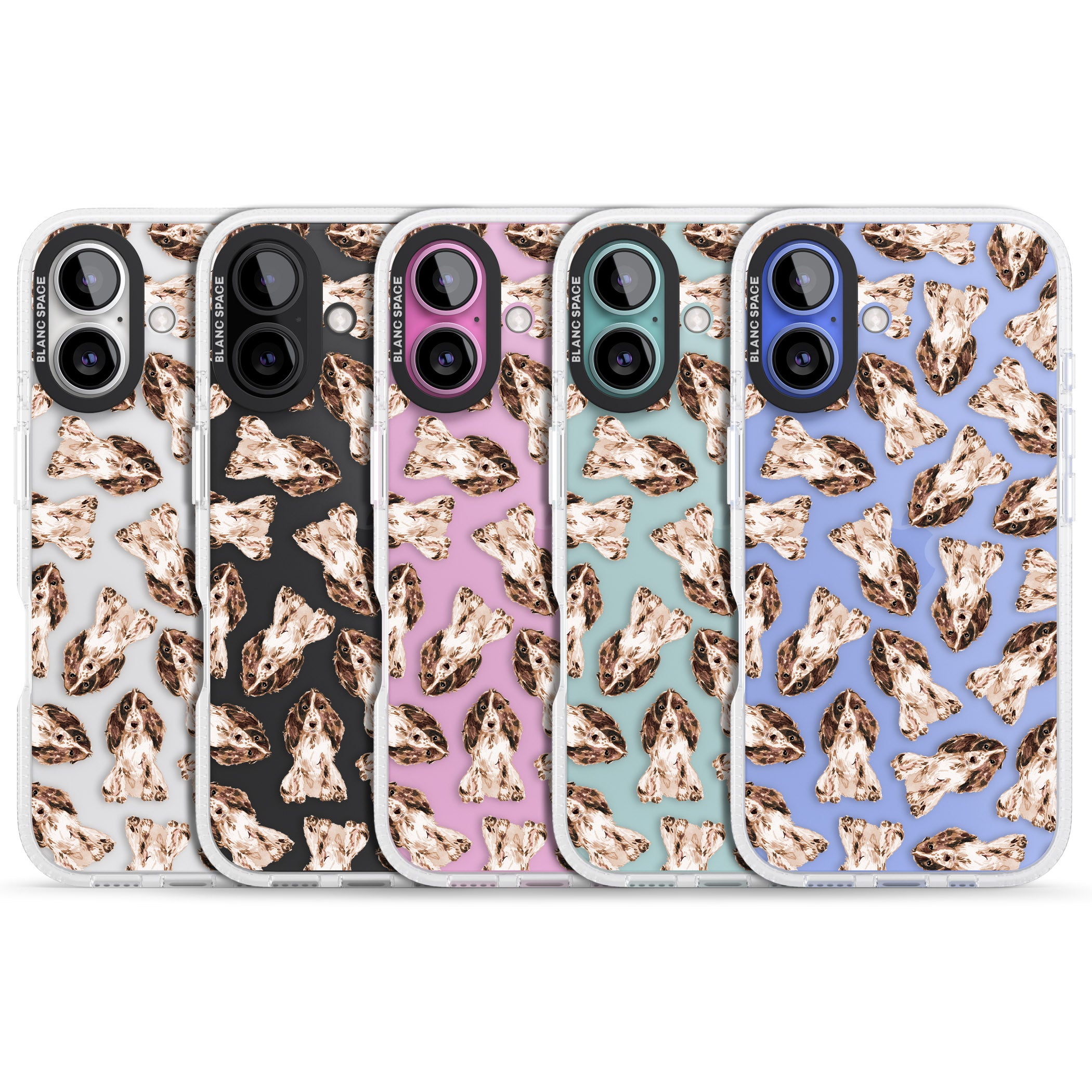 Cocker Spaniel (Brown) Watercolour Dog Pattern iPhone 16 / 16 Plus Clear Case Impact Air - Blanc Space