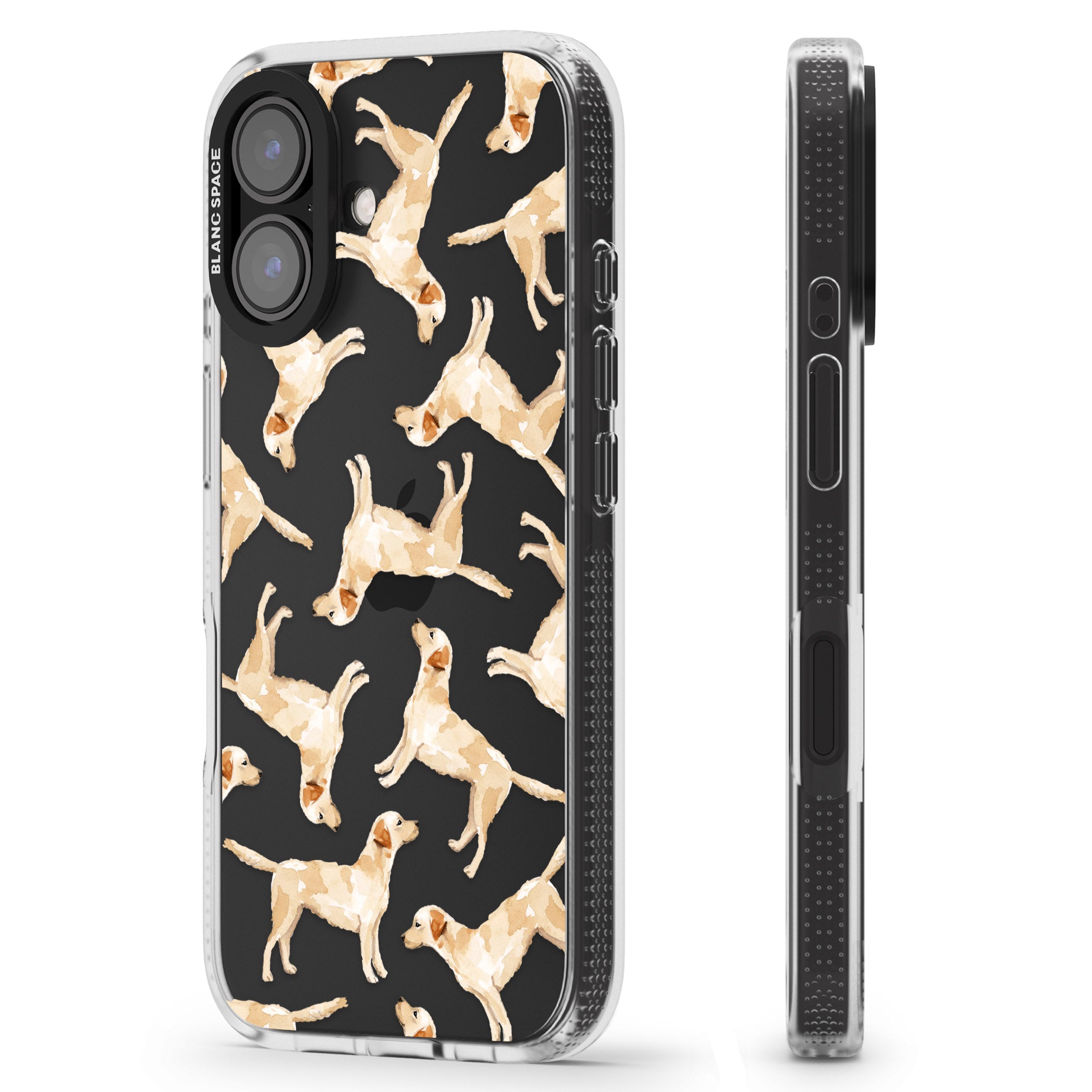 Yellow Labrador Watercolour Dog Pattern iPhone 16 / 16 Plus Clear Case Impact Air - Blanc Space