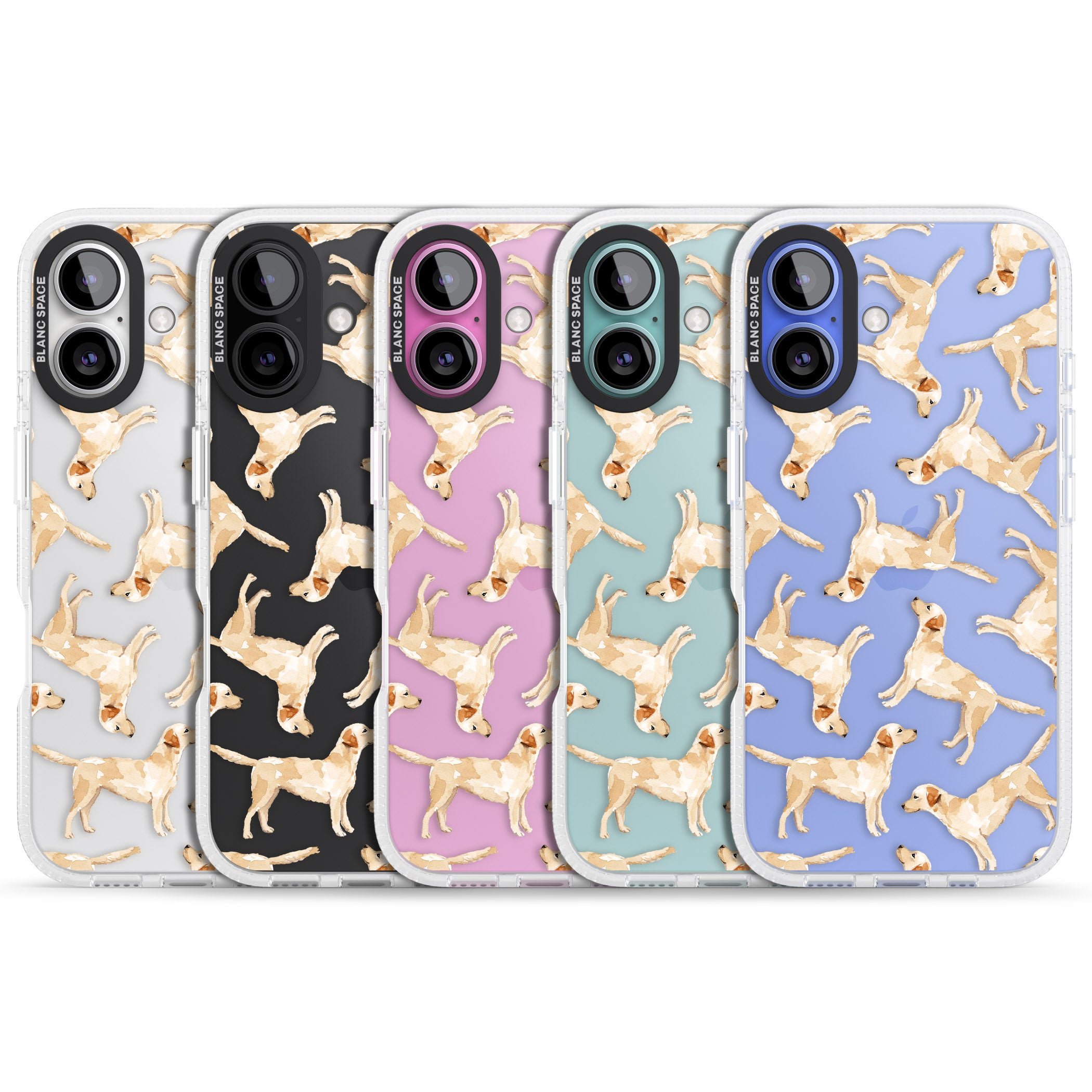 Yellow Labrador Watercolour Dog Pattern iPhone 16 / 16 Plus Clear Case Impact Air - Blanc Space
