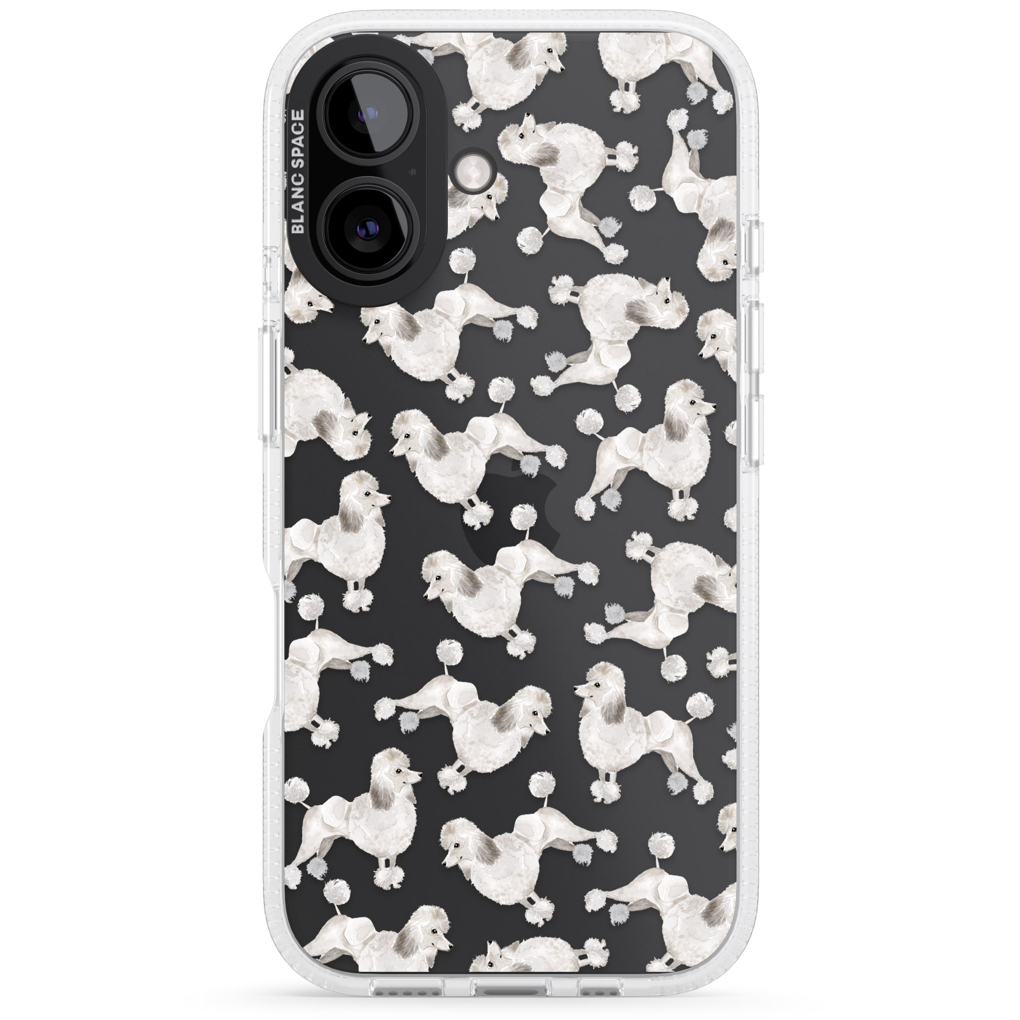 Poodle (White) Watercolour Dog Pattern iPhone 16 / 16 Plus Clear Case Impact Air - Blanc Space