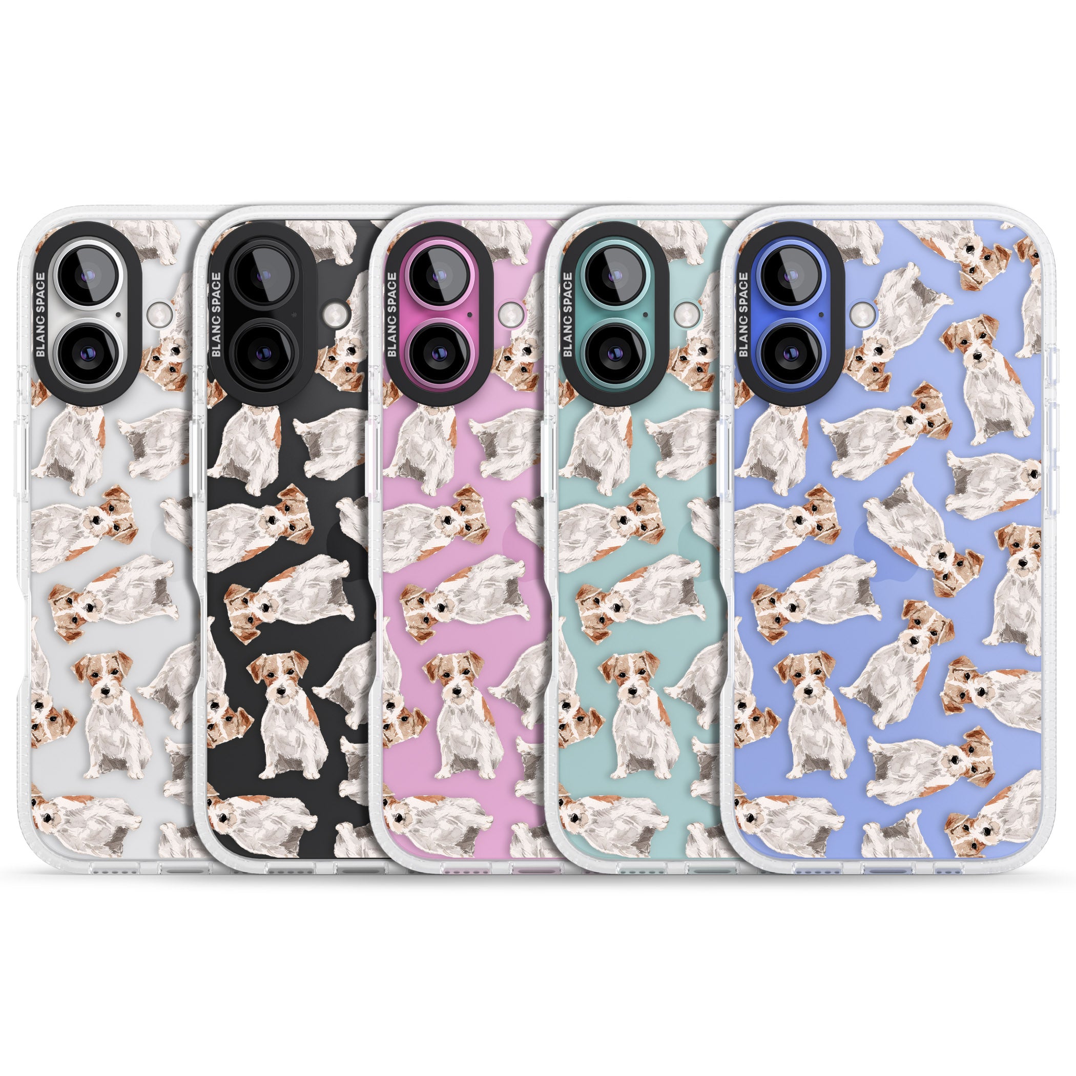 Wirehaired Jack Russell Watercolour Dog Pattern iPhone 16 / 16 Plus Clear Case Impact Air - Blanc Space