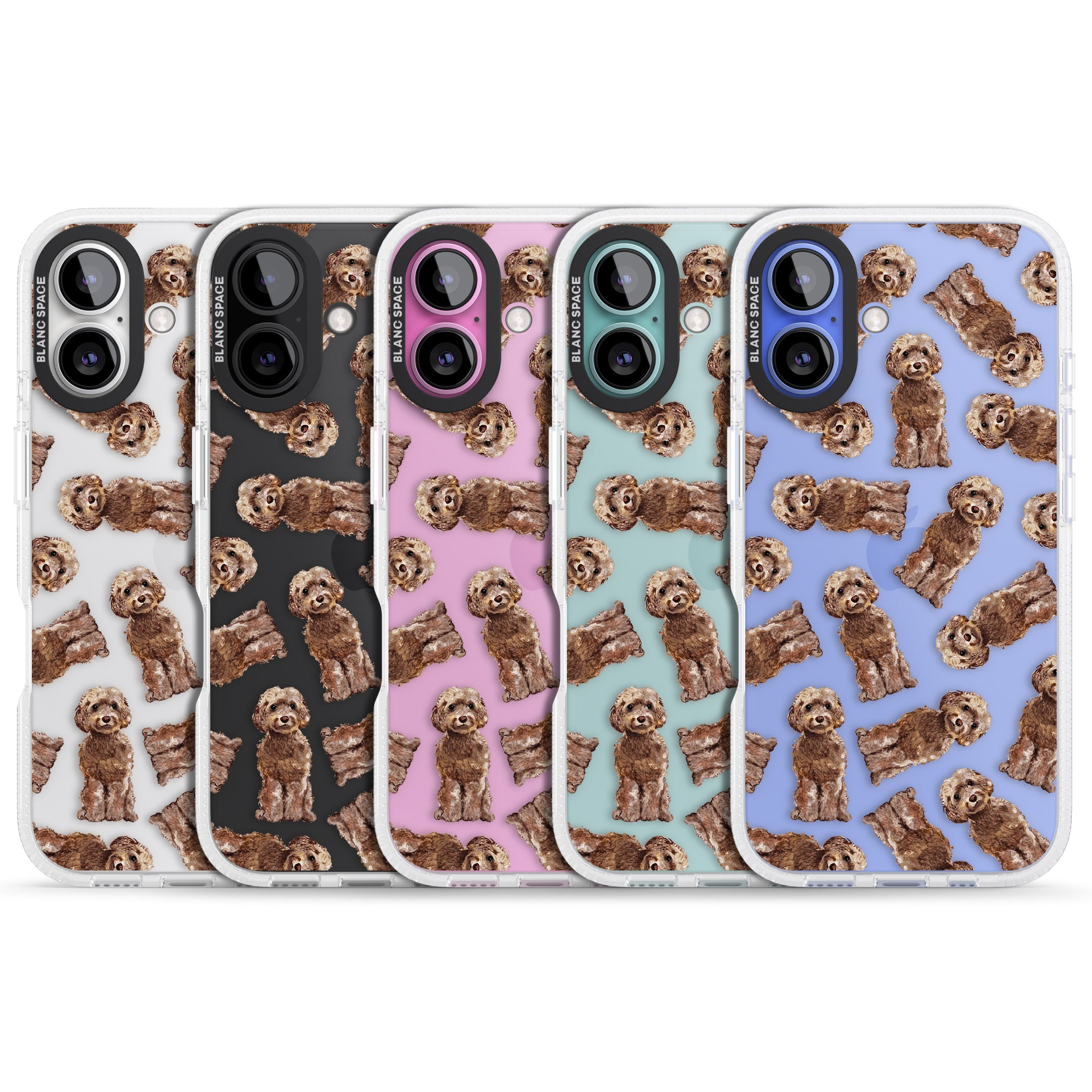 Cockapoo (Brown) Watercolour Dog Pattern iPhone 16 / 16 Plus Clear Case Impact Air - Blanc Space
