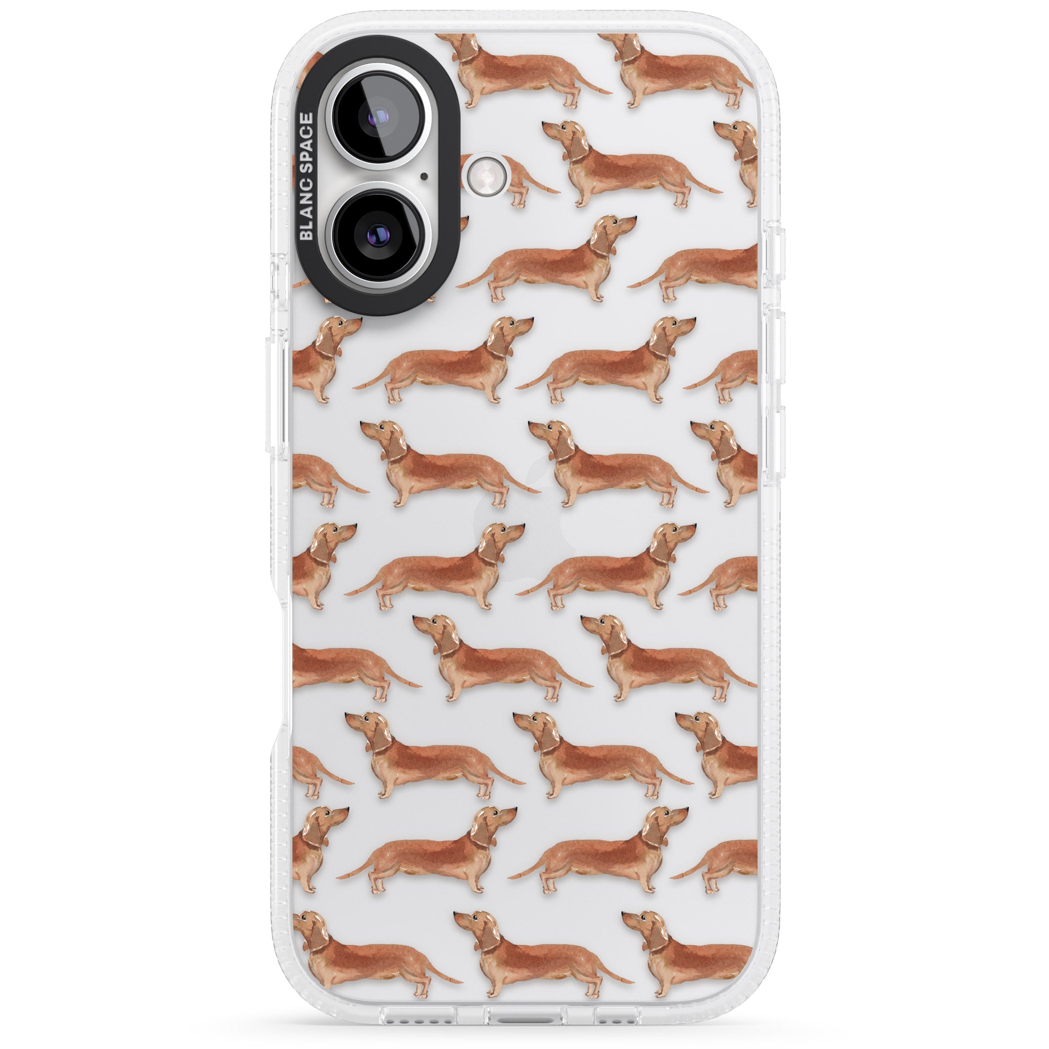 Dachshund (Red) Watercolour Dog Pattern iPhone 16 / 16 Plus Clear Case Impact Air - Blanc Space