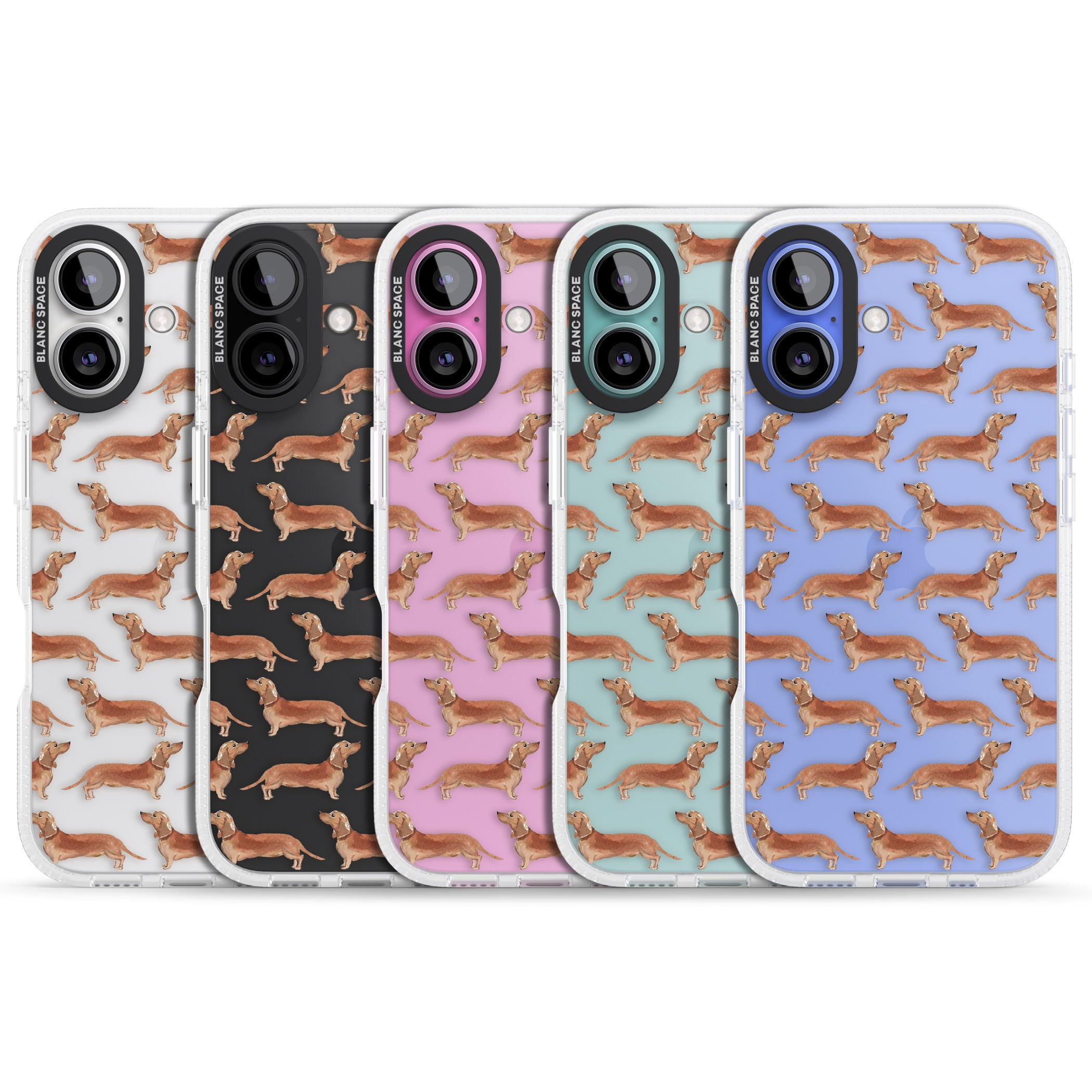 Dachshund (Red) Watercolour Dog Pattern iPhone 16 / 16 Plus Clear Case Impact Air - Blanc Space