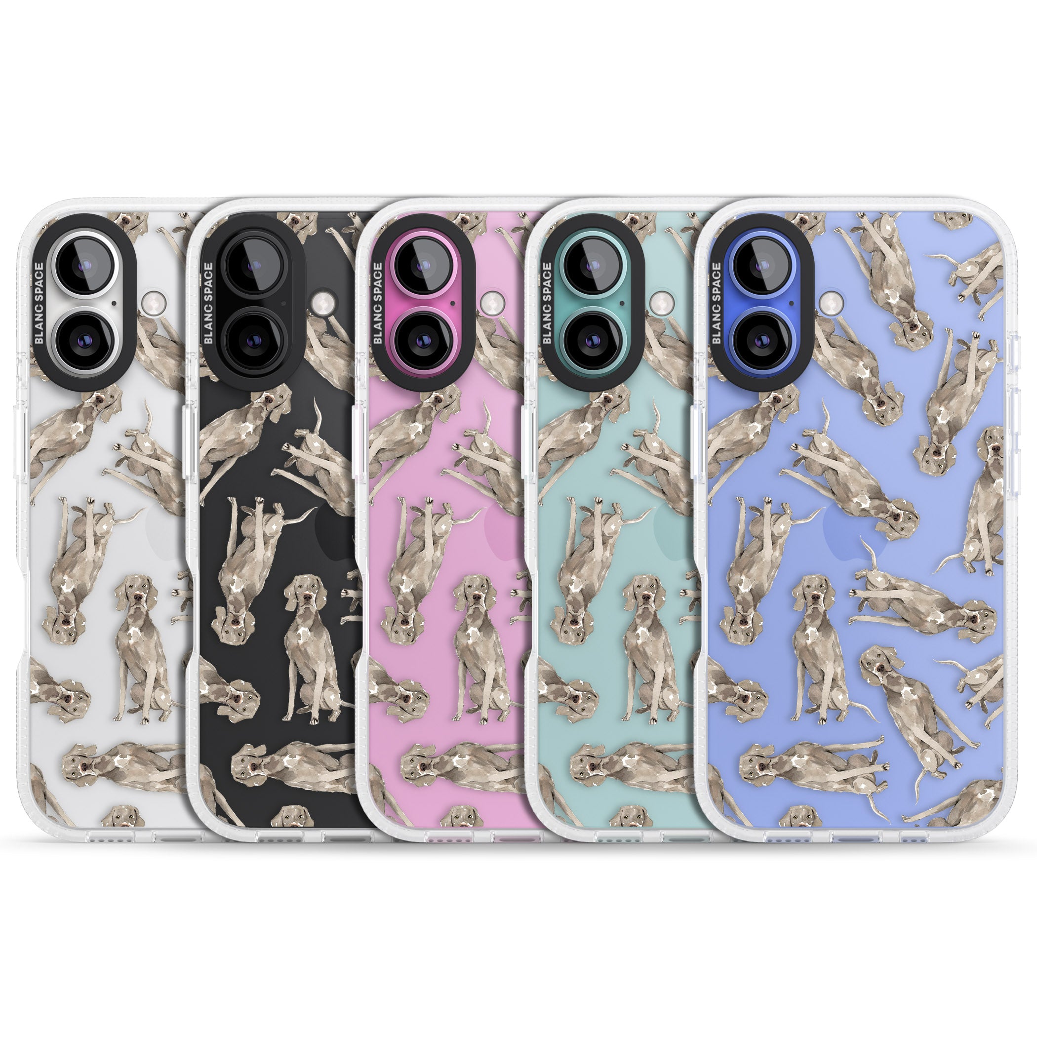 Weimaraner Watercolour Dog Pattern iPhone 16 / 16 Plus Clear Case Impact Air - Blanc Space