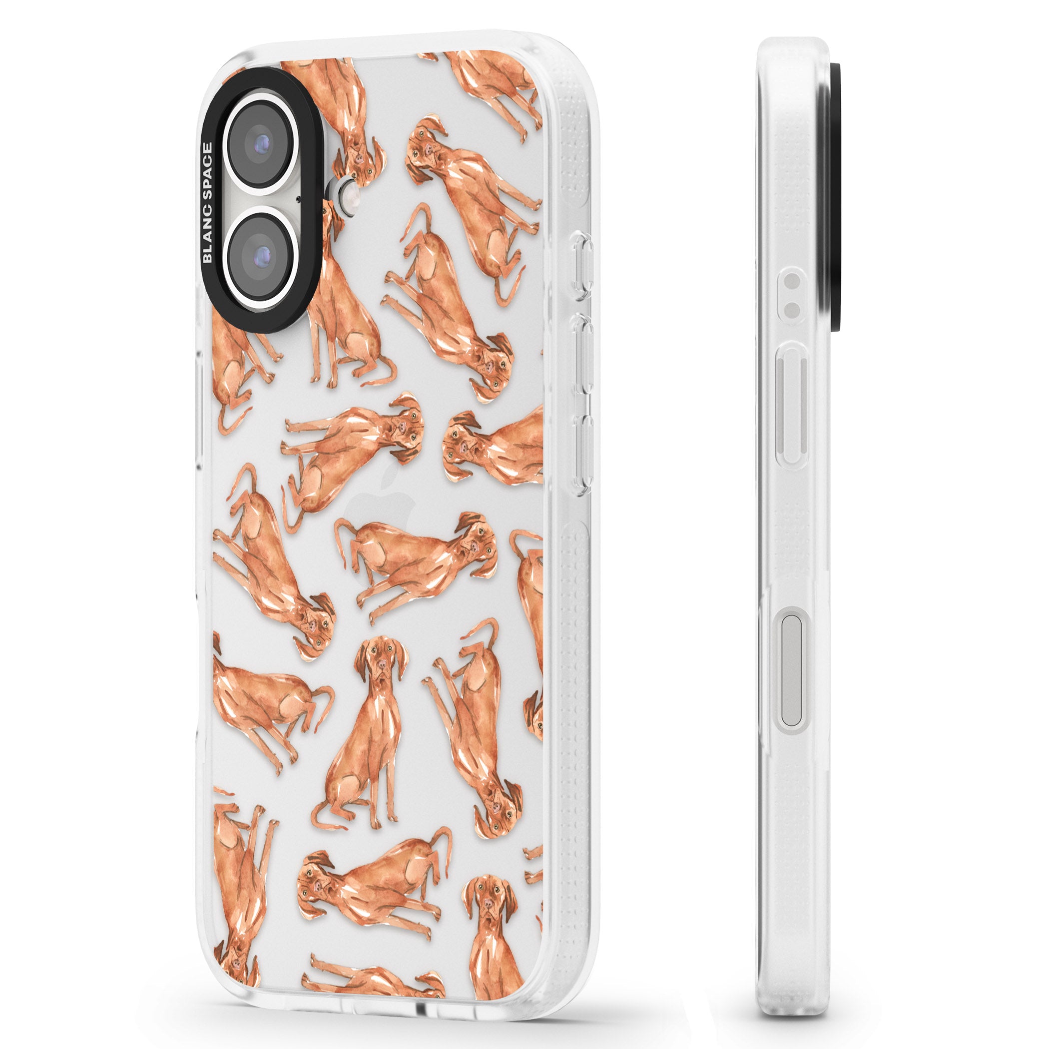 Hungarian Vizsla Watercolour Dog Pattern iPhone 16 / 16 Plus Clear Case Impact Air - Blanc Space