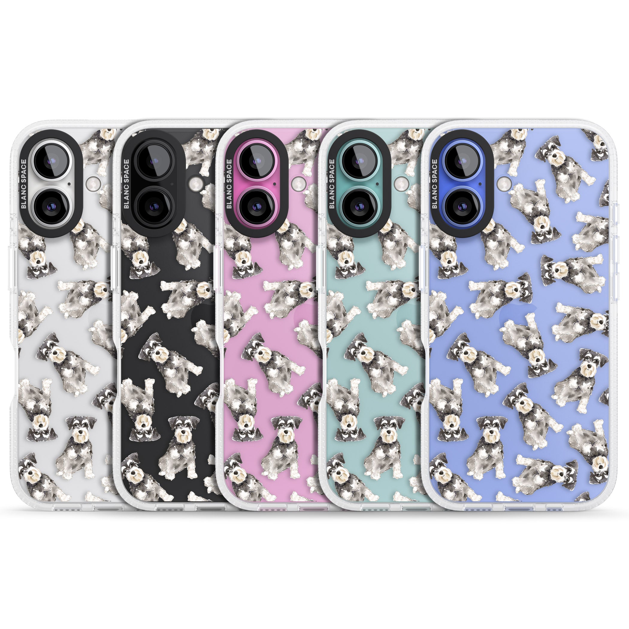 Miniature Schnauzer Watercolour Dog Pattern iPhone 16 / 16 Plus Clear Case Impact Air - Blanc Space