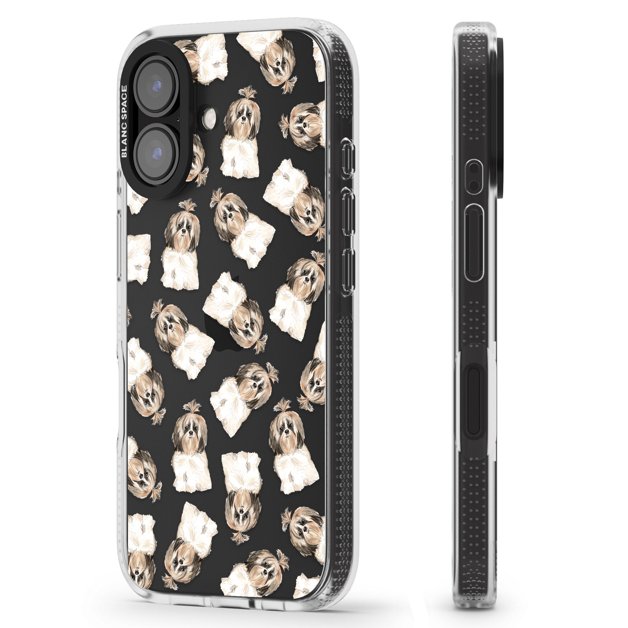 Shih tzu (Long Hair) Watercolour Dog Pattern iPhone 16 / 16 Plus Clear Case Impact Air - Blanc Space