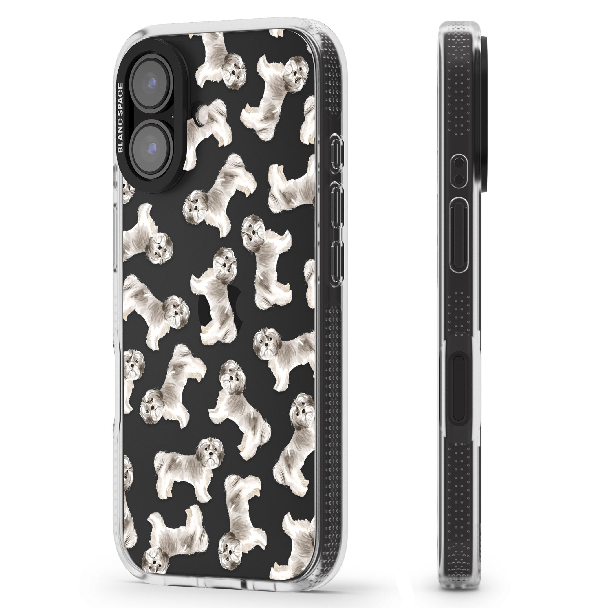 Shih tzu (Short Hair) Watercolour Dog Pattern iPhone 16 / 16 Plus Clear Case Impact Air - Blanc Space