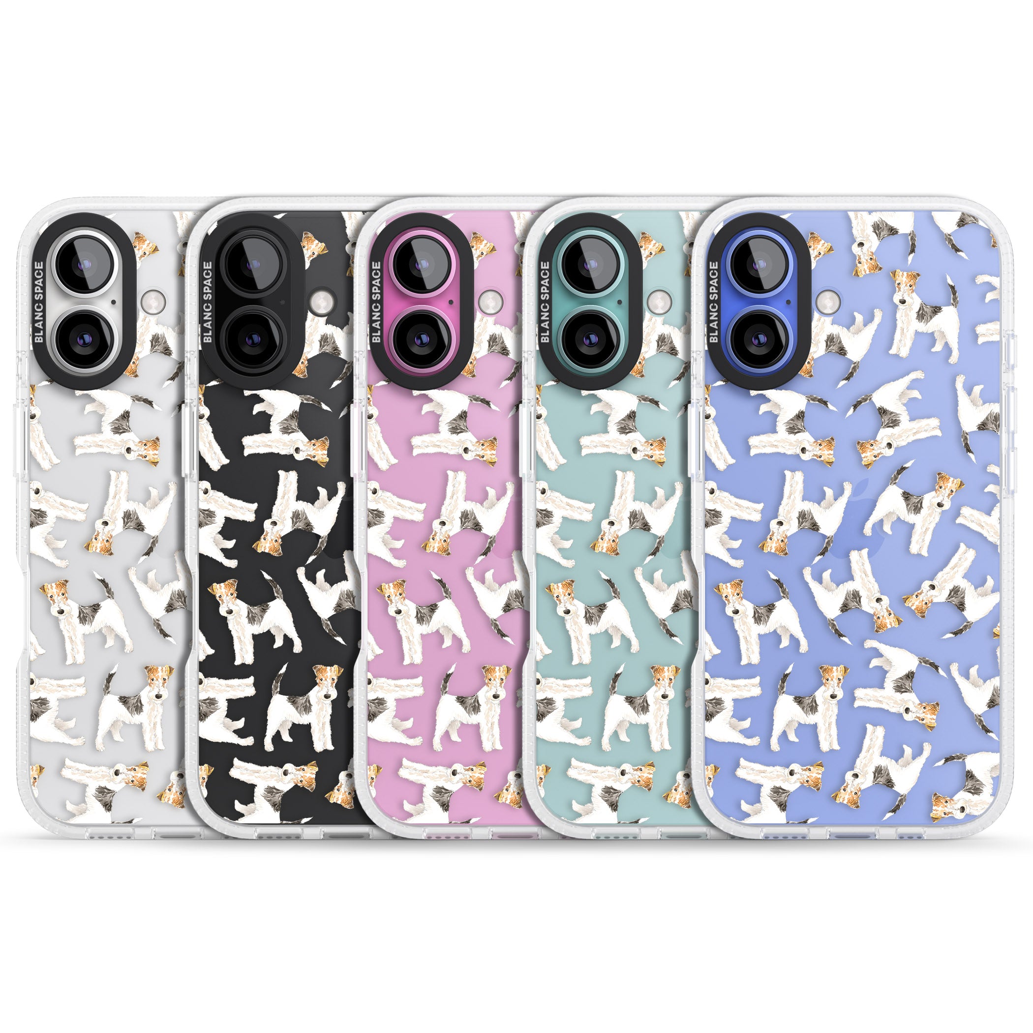 Wire Haired Fox Terrier Watercolour Dog Pattern iPhone 16 / 16 Plus Clear Case Impact Air - Blanc Space