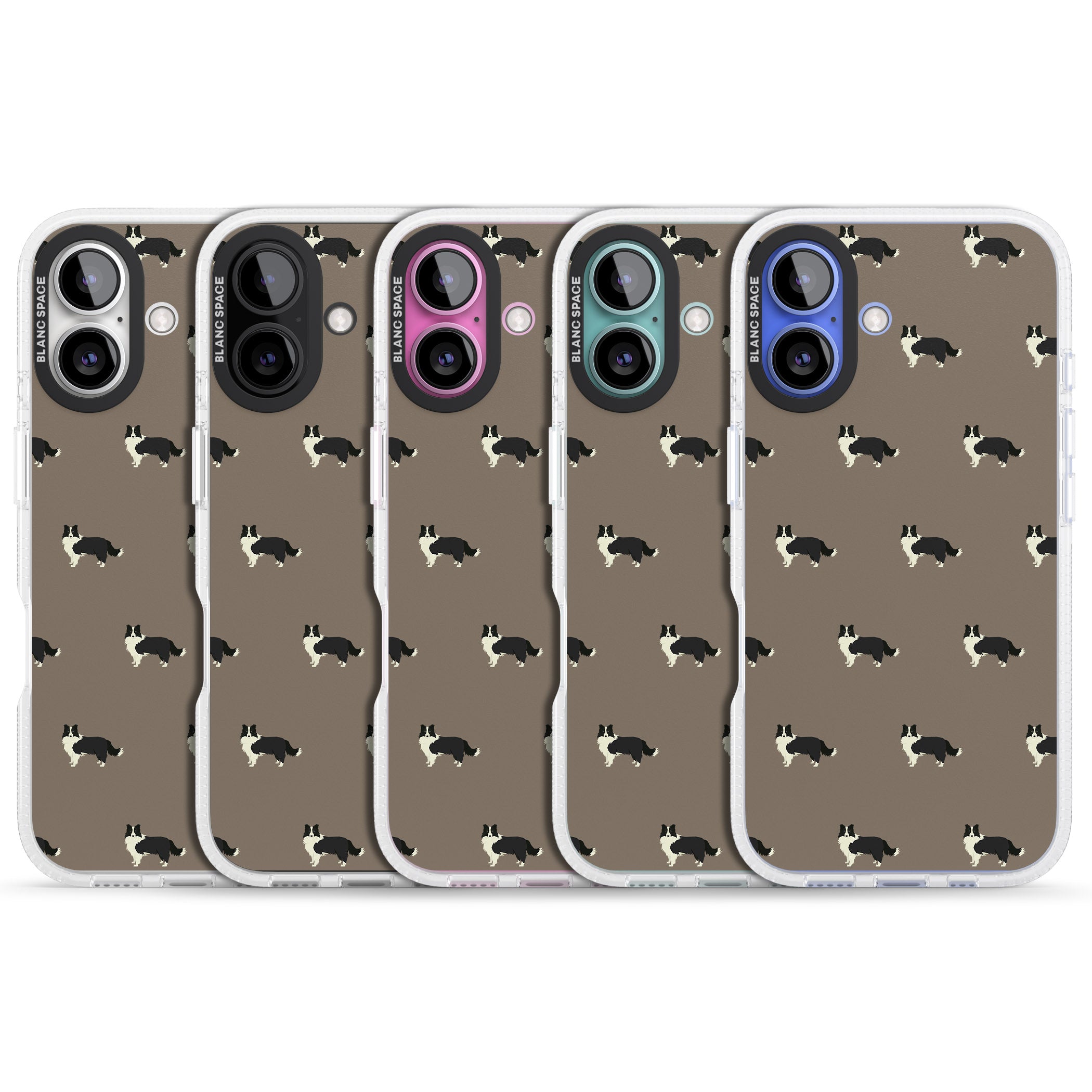 Border Collie Dog Pattern iPhone 16 / 16 Plus Clear Case Impact Air - Blanc Space