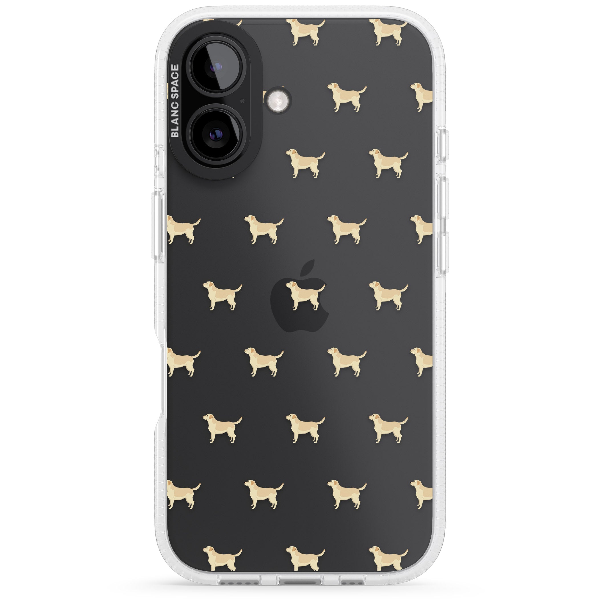 Tan Labrador Dog Pattern Clear iPhone 16 / 16 Plus Clear Case Impact Air - Blanc Space