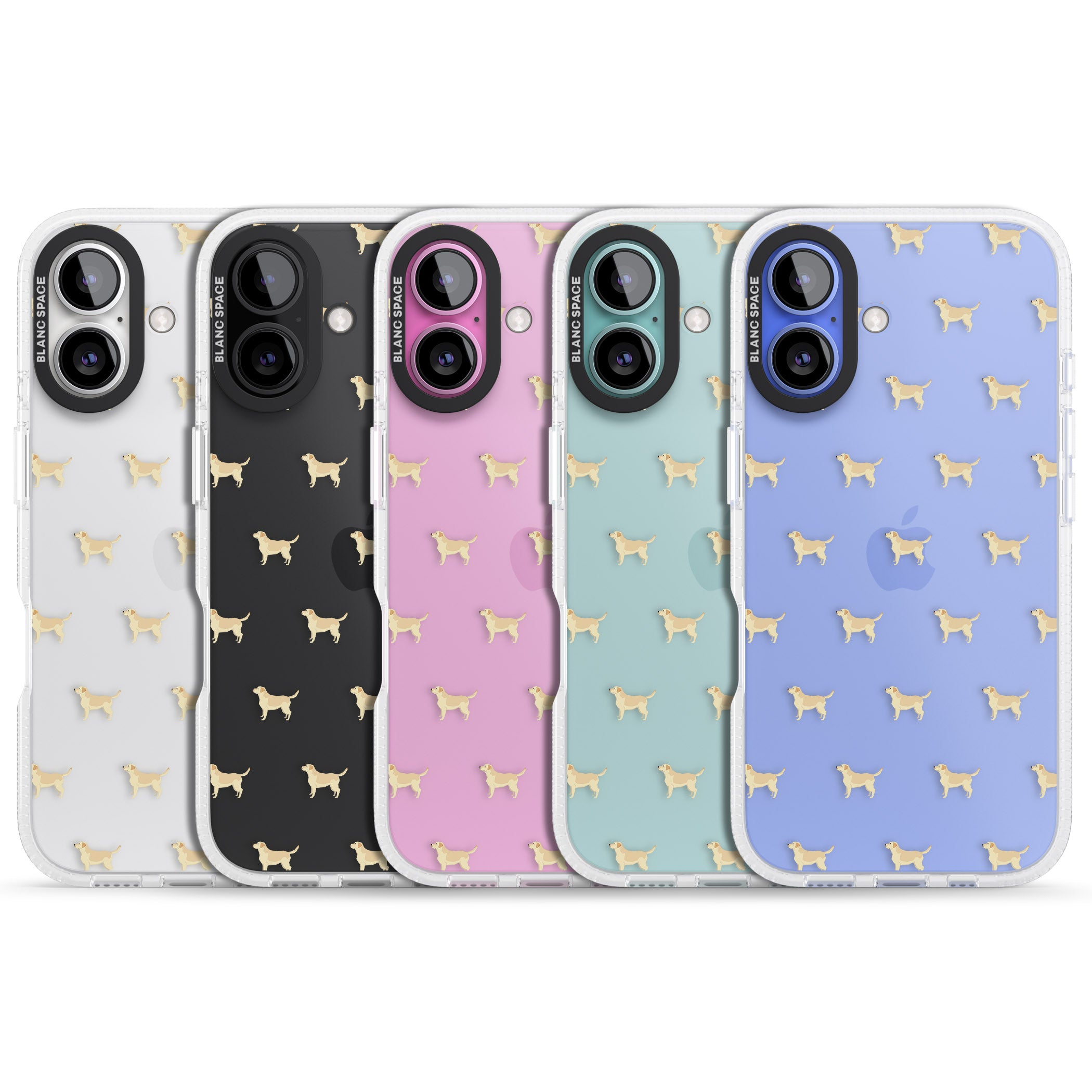 Tan Labrador Dog Pattern Clear iPhone 16 / 16 Plus Clear Case Impact Air - Blanc Space