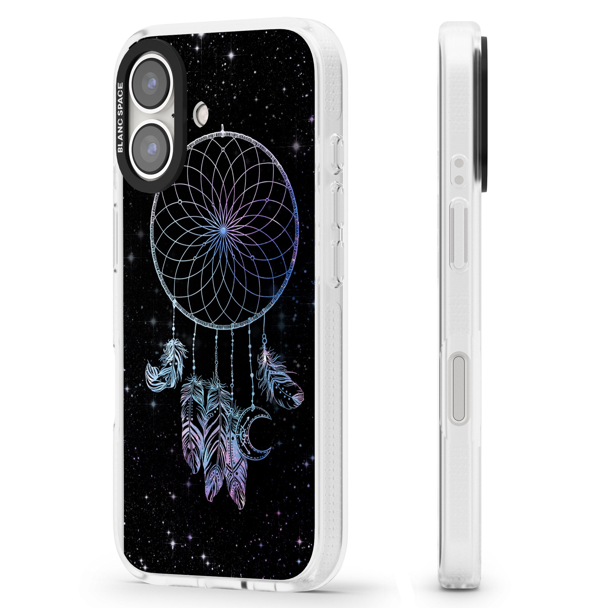 Dreamcatcher Space Stars Galaxy Print iPhone 16 / 16 Plus Clear Case Impact Air - Blanc Space