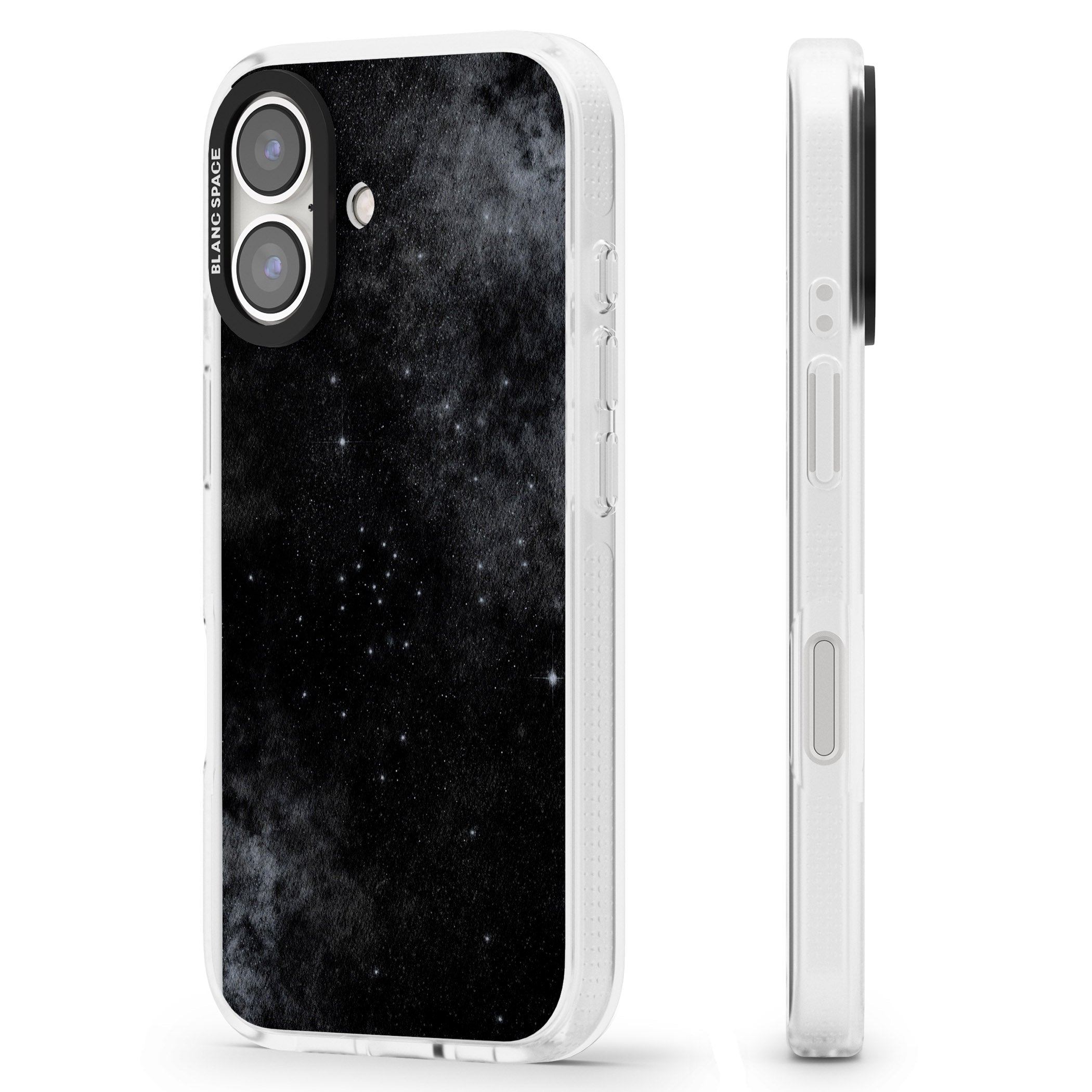 Night Sky Galaxies: Shimmering Stars iPhone 16 / 16 Plus Clear Case Impact Air - Blanc Space