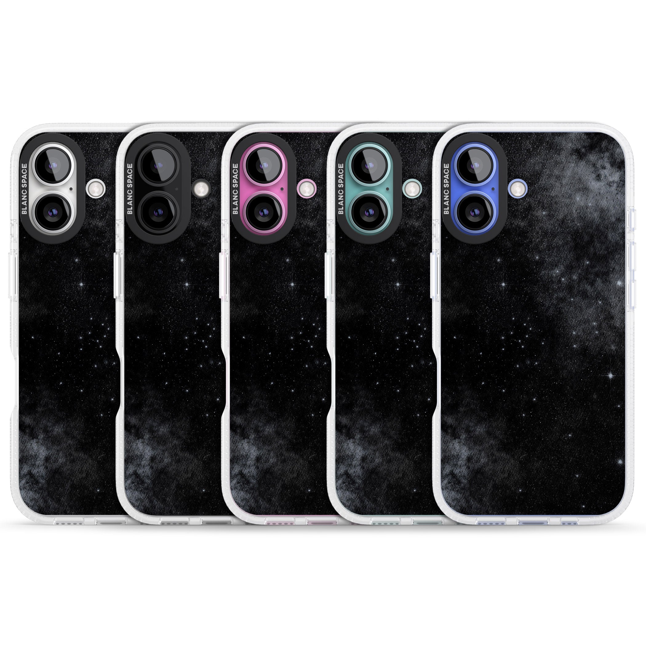 Night Sky Galaxies: Shimmering Stars iPhone 16 / 16 Plus Clear Case Impact Air - Blanc Space