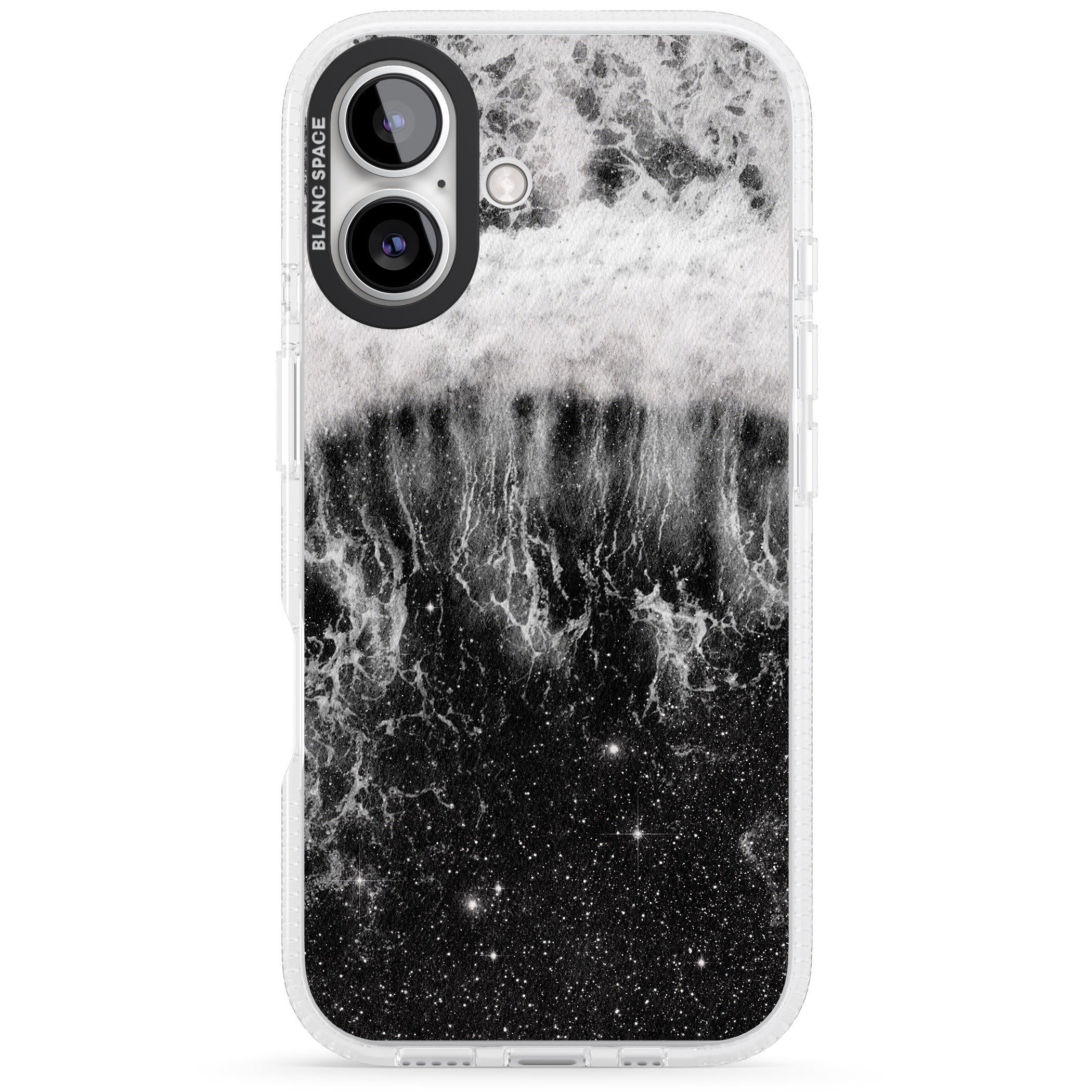 Ocean Wave Galaxy Print iPhone 16 / 16 Plus Clear Case Impact Air - Blanc Space