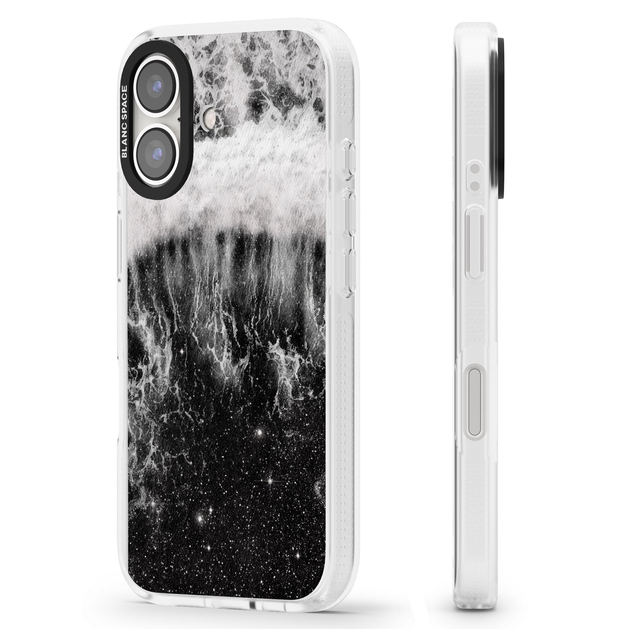 Ocean Wave Galaxy Print iPhone 16 / 16 Plus Clear Case Impact Air - Blanc Space