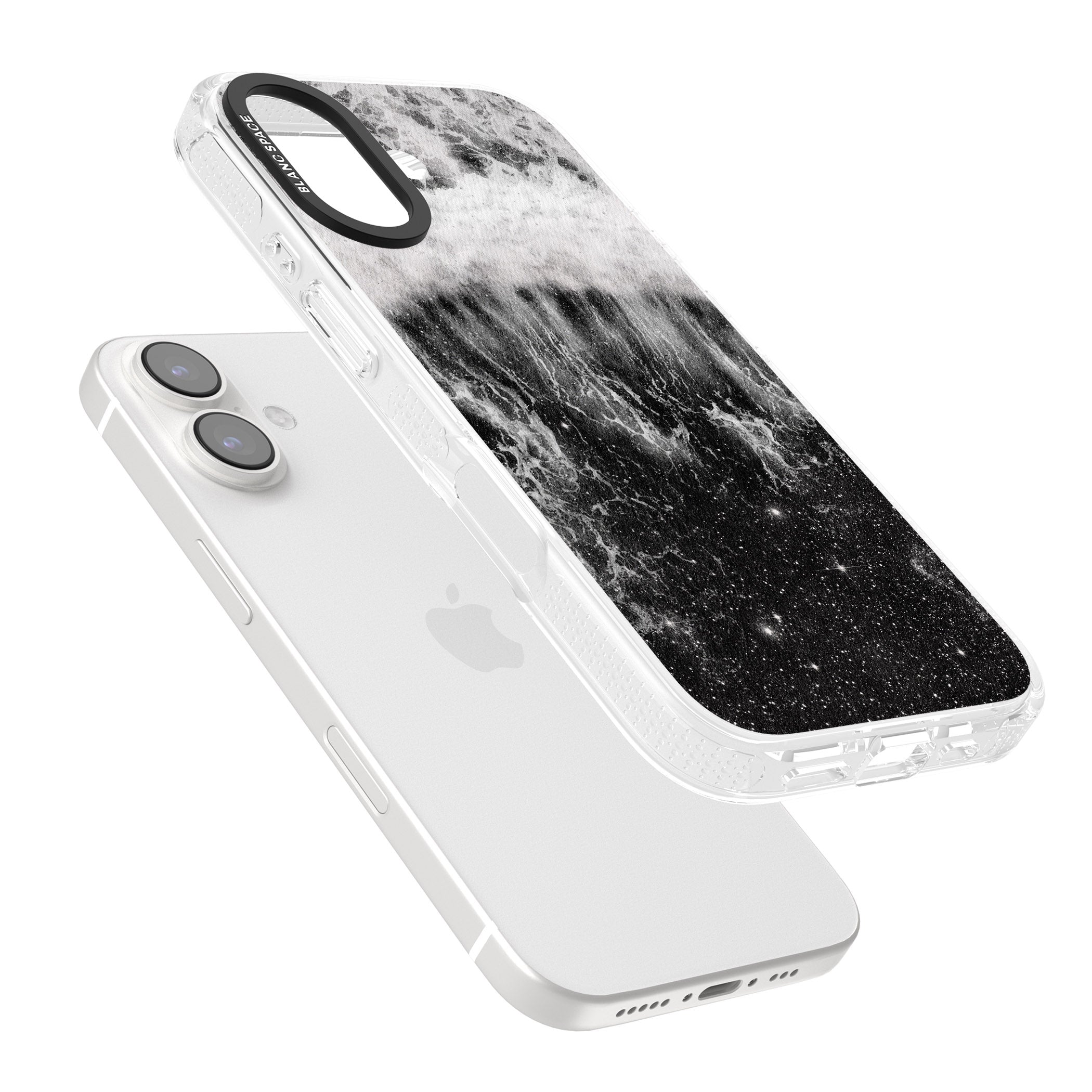 Ocean Wave Galaxy Print iPhone 16 / 16 Plus Clear Case Impact Air - Blanc Space