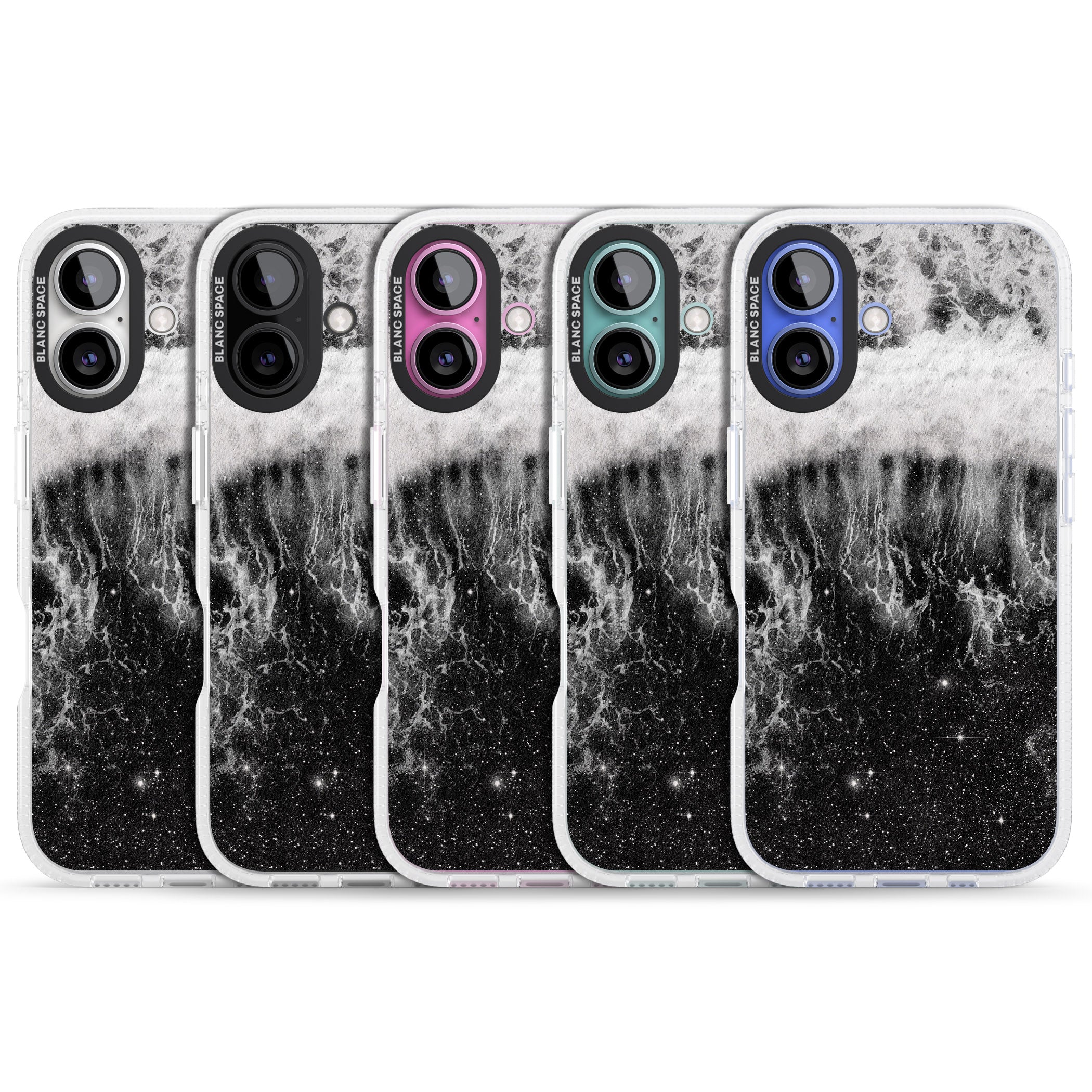 Ocean Wave Galaxy Print iPhone 16 / 16 Plus Clear Case Impact Air - Blanc Space