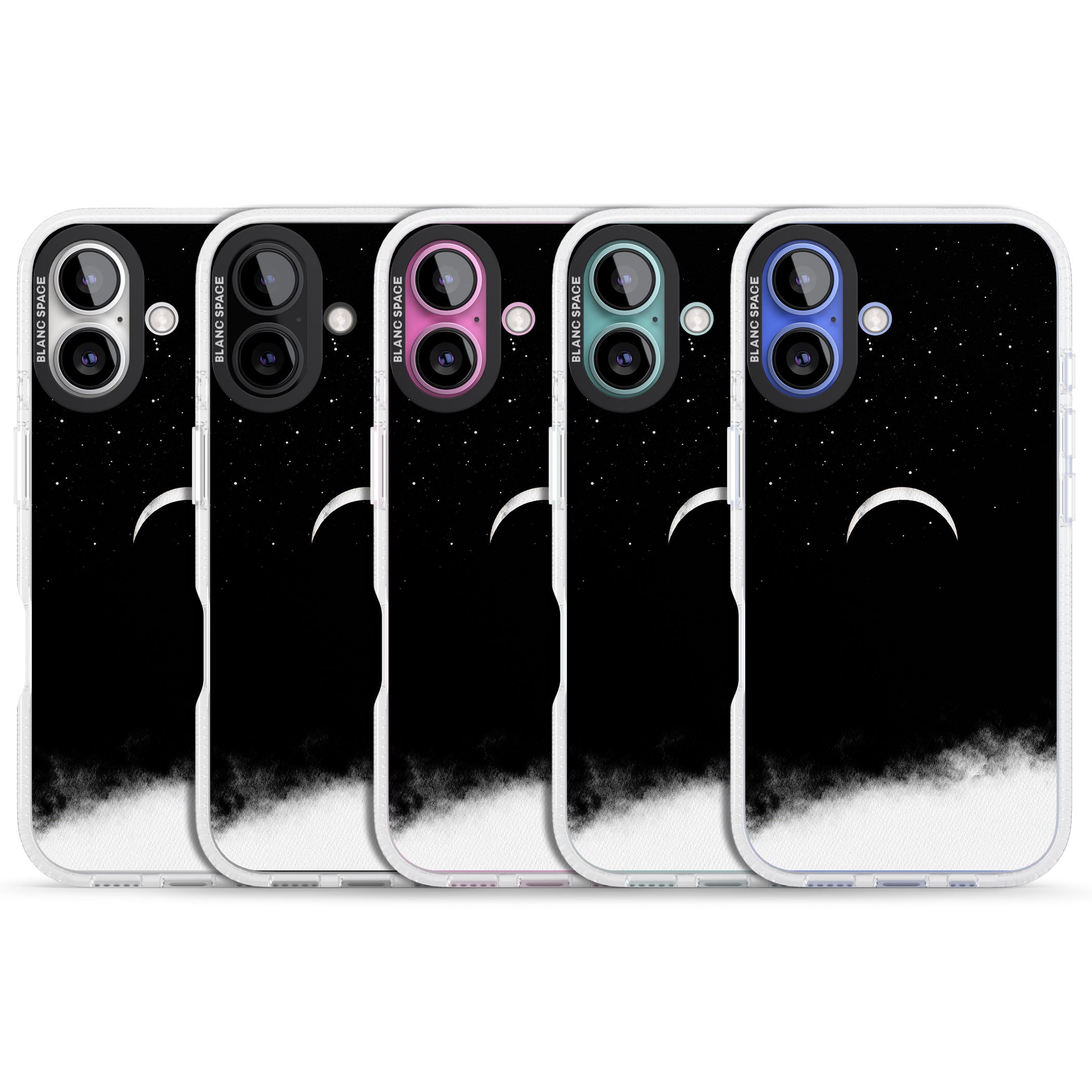 Upside Down Crescent Moon iPhone 16 / 16 Plus Clear Case Impact Air - Blanc Space