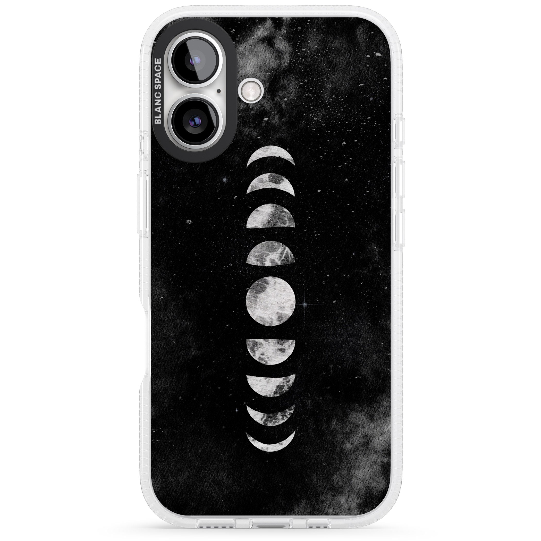 Watercolour Moon Phases iPhone 16 / 16 Plus Clear Case Impact Air - Blanc Space