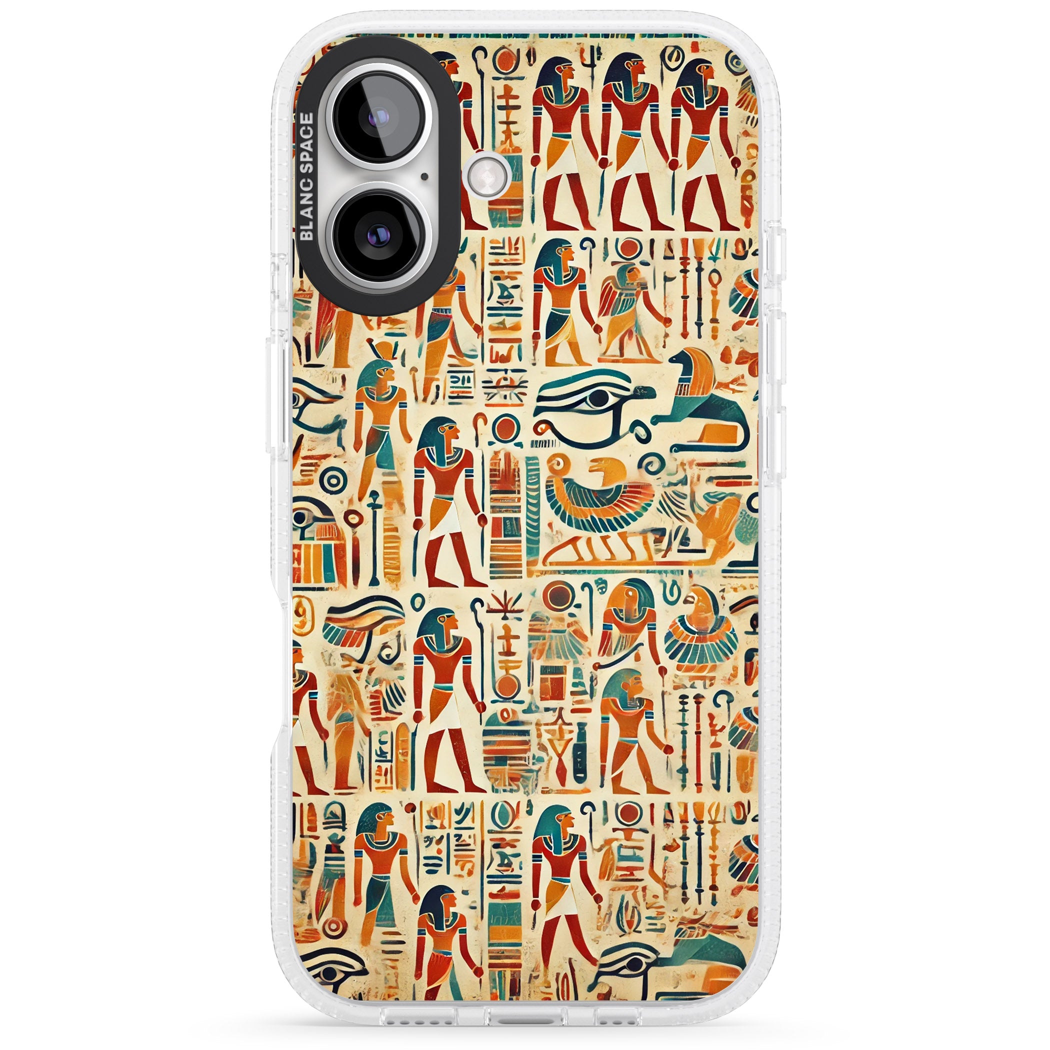Egyptian Heiroglyphics iPhone 16 / 16 Plus Clear Case Impact Air - Blanc Space