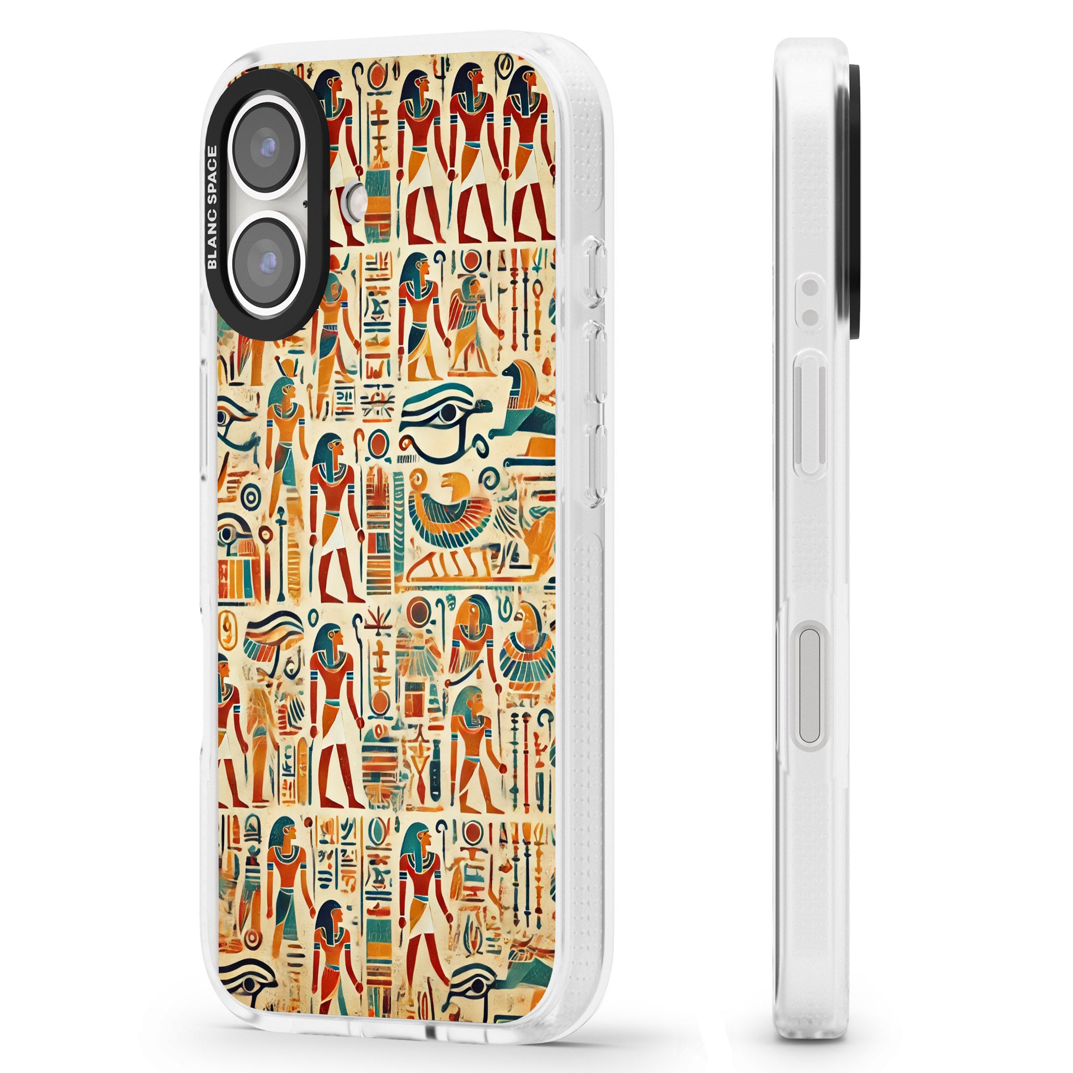 Egyptian Heiroglyphics iPhone 16 / 16 Plus Clear Case Impact Air - Blanc Space